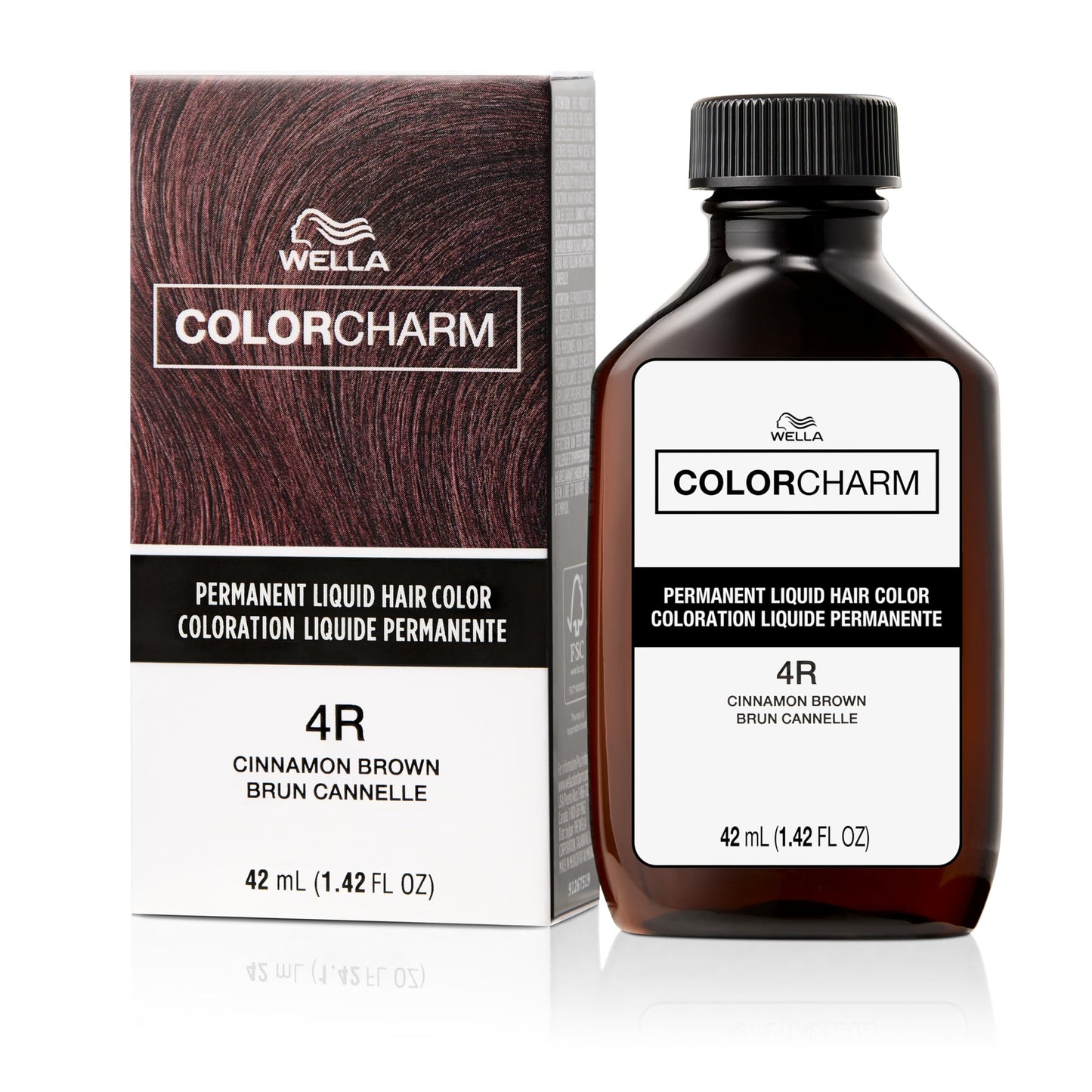 White Smoke COLORCHARM Permanent Liquid Hair Color | 4R Cinnamon Brown | Up to 100% Gray Coverage | 1.42 Fl Oz