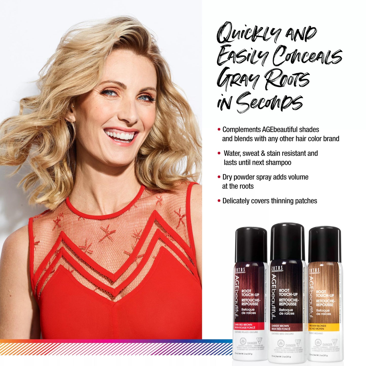 White Smoke AGE beautiful Root Touch Up Hair Color Spray | Touch-Up Gray Concealer | Temporary Cover Up | Adds Volume & Covers Thinning Patches | Water, Sweat, Stain Resistant | Black | 2 Fl Oz