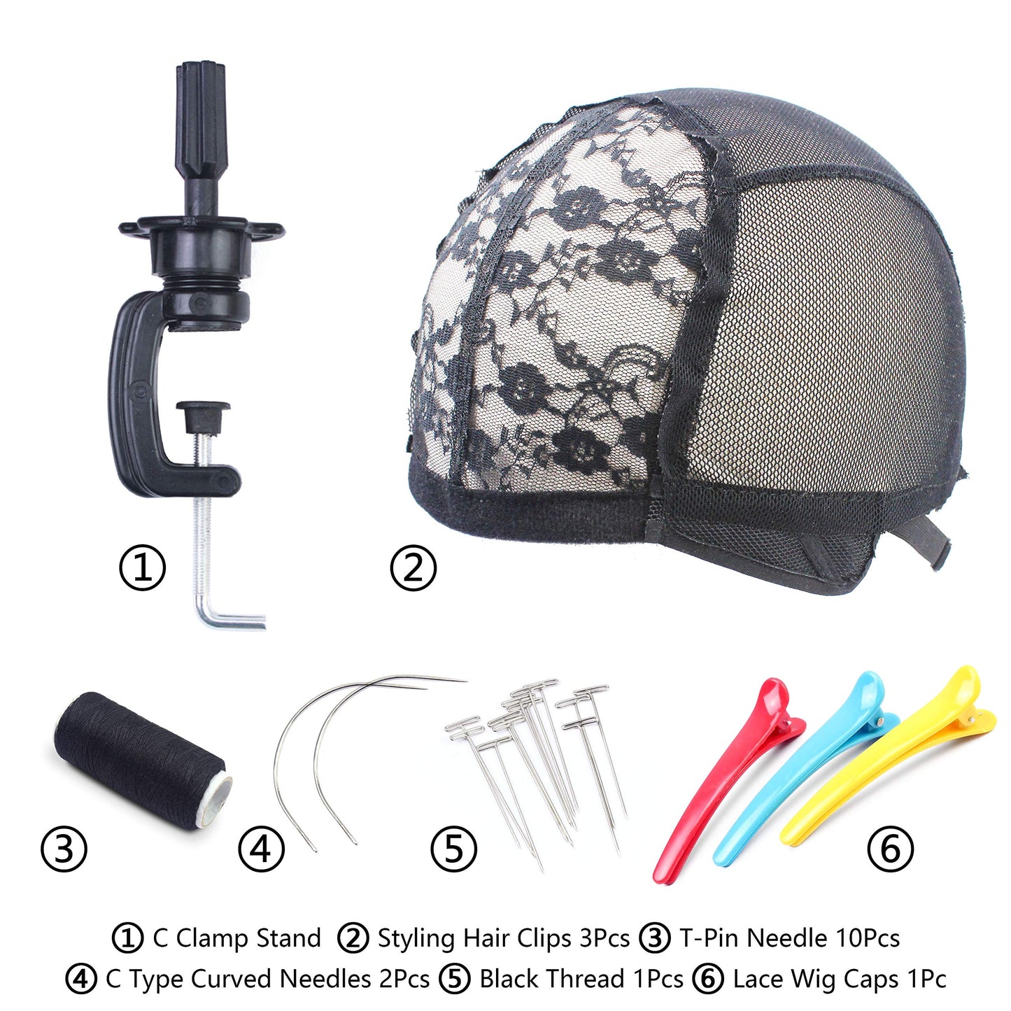 White Smoke Eerya 21-24 Inch Canvas Block Head Set for Wig Display Making Hair Weave and Styling Mannequin Head with Mount Hole C Stand, Styling Hair Clips, T Needle, C Needles, Thread, Lace Wig Caps (22 Inch)