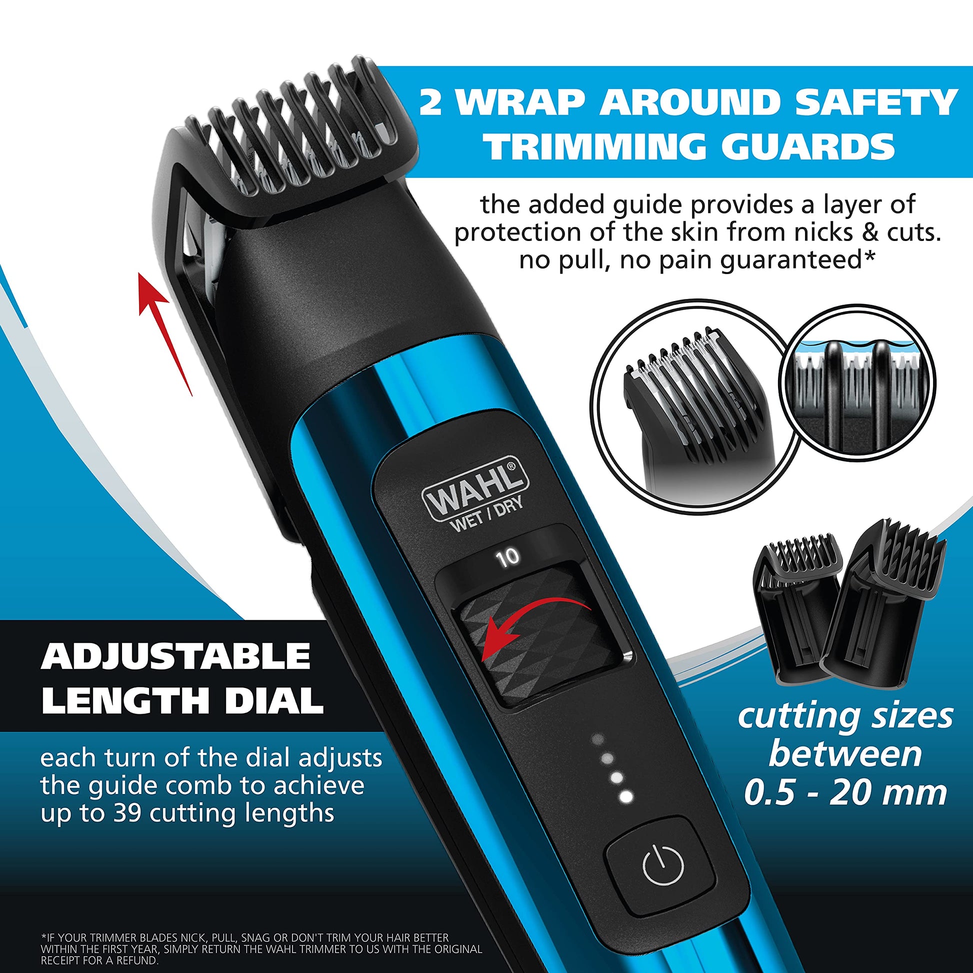 White Smoke Wahl Manscaper® Total Body Grooming and Your Hair Down There Rechargeable Deluxe Hair Trimmer and Shaver with Safe-Touch Detachable Stainless Steel Precision Blades - Model 5708