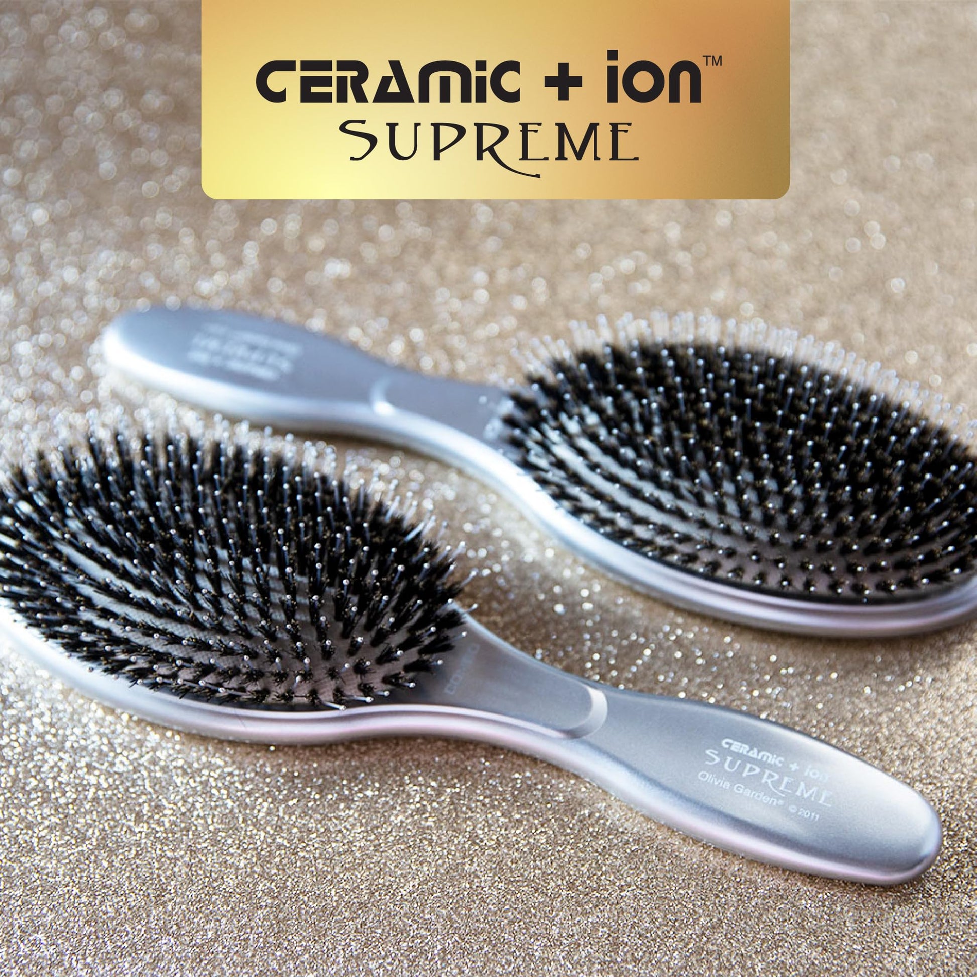 Gray Olivia Garden Ceramic + Ion Supreme Paddle Hair Brush for Men and Women - Professional Boar Bristle Hair Brush for All Hair Lengths - Frizz-Free Results
