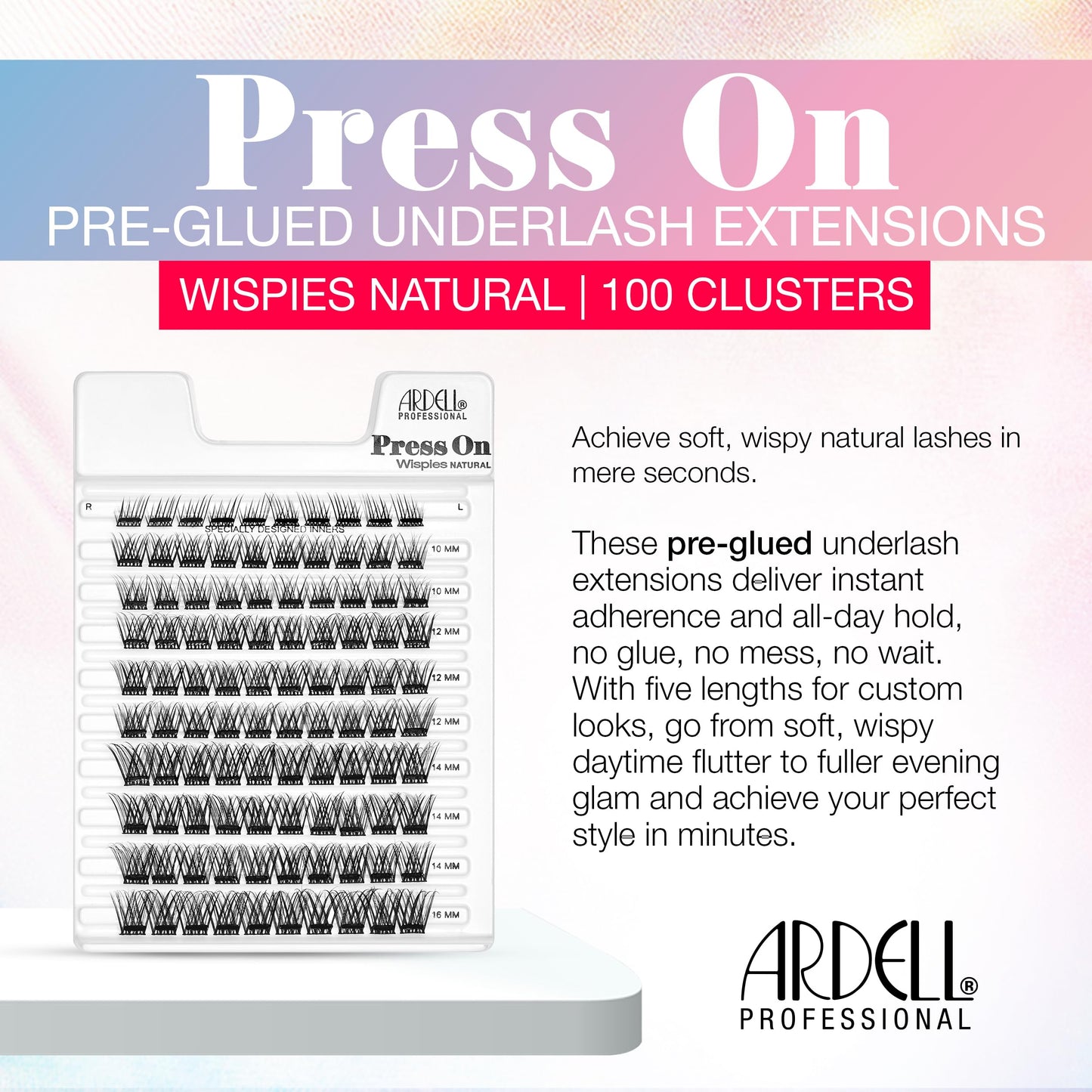 White Smoke Ardell Press On Lashes Wispies Natural – Pre Glued Underlash Extensions, Wispy Lash Clusters, No Glue Needed, DIY Eyelash Cluster Extensions, 100 ct