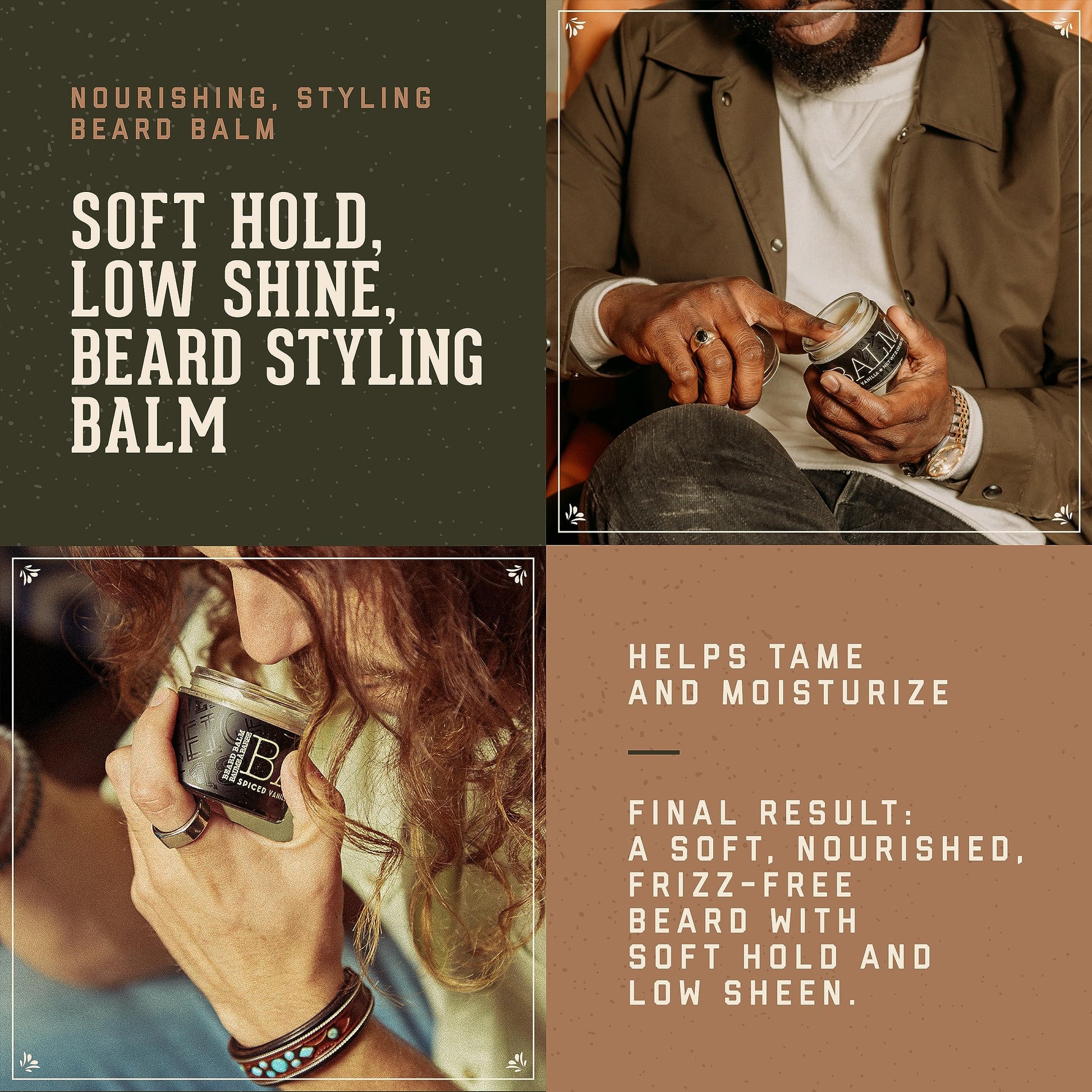 Sienna 18.21 Man Made Beard Balm for Men, Spiced Vanilla, 2 fl. oz - Premium Grooming Cream with Low Shine for Conditioning and Shaping Beards, Mustaches - Scented Facial Hair Balms, Long-Lasting Moisture