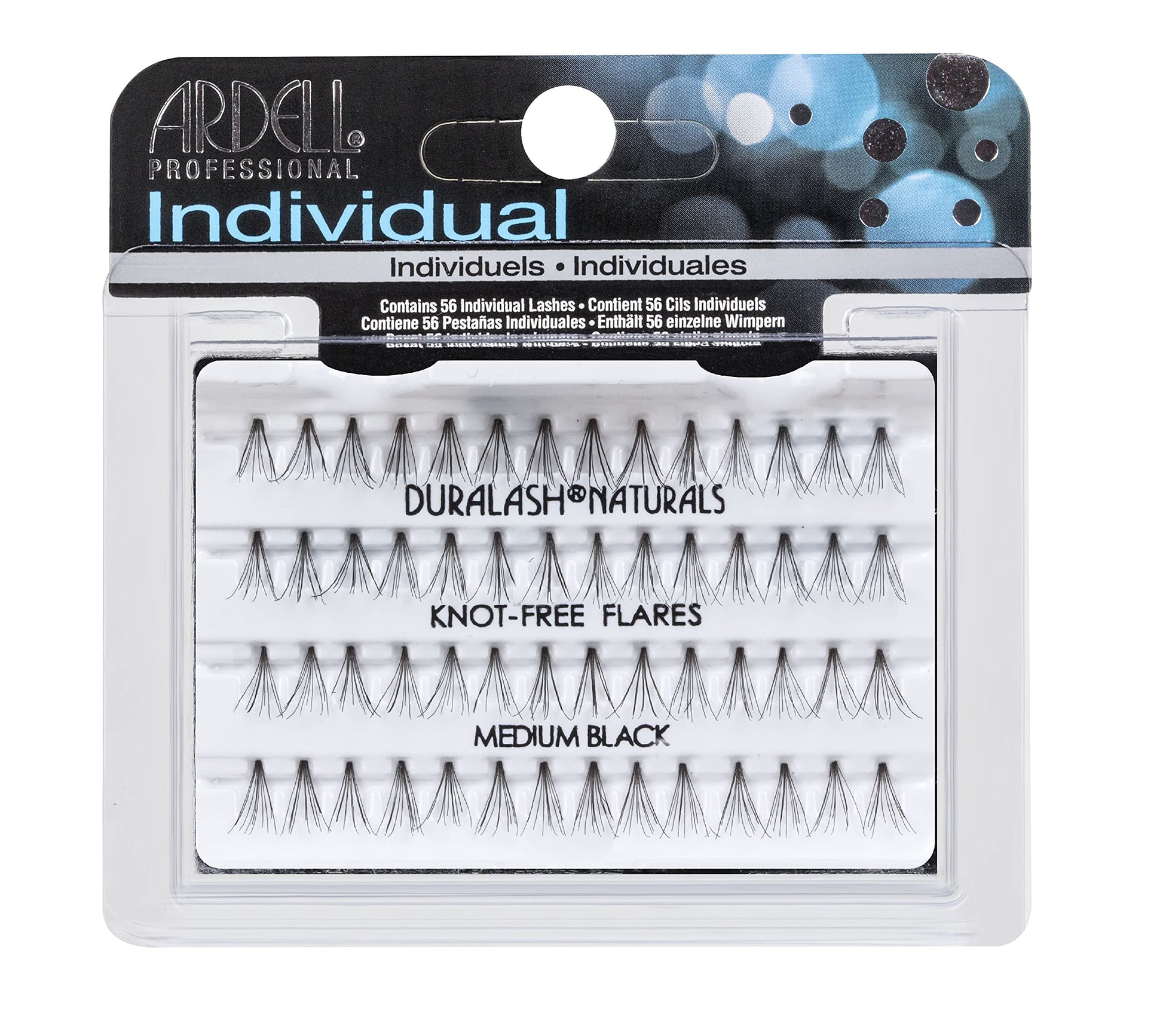 Light Gray Ardell Duralash Naturals Flares Knot-free Medium Black, 56 Count (Pack of 6)