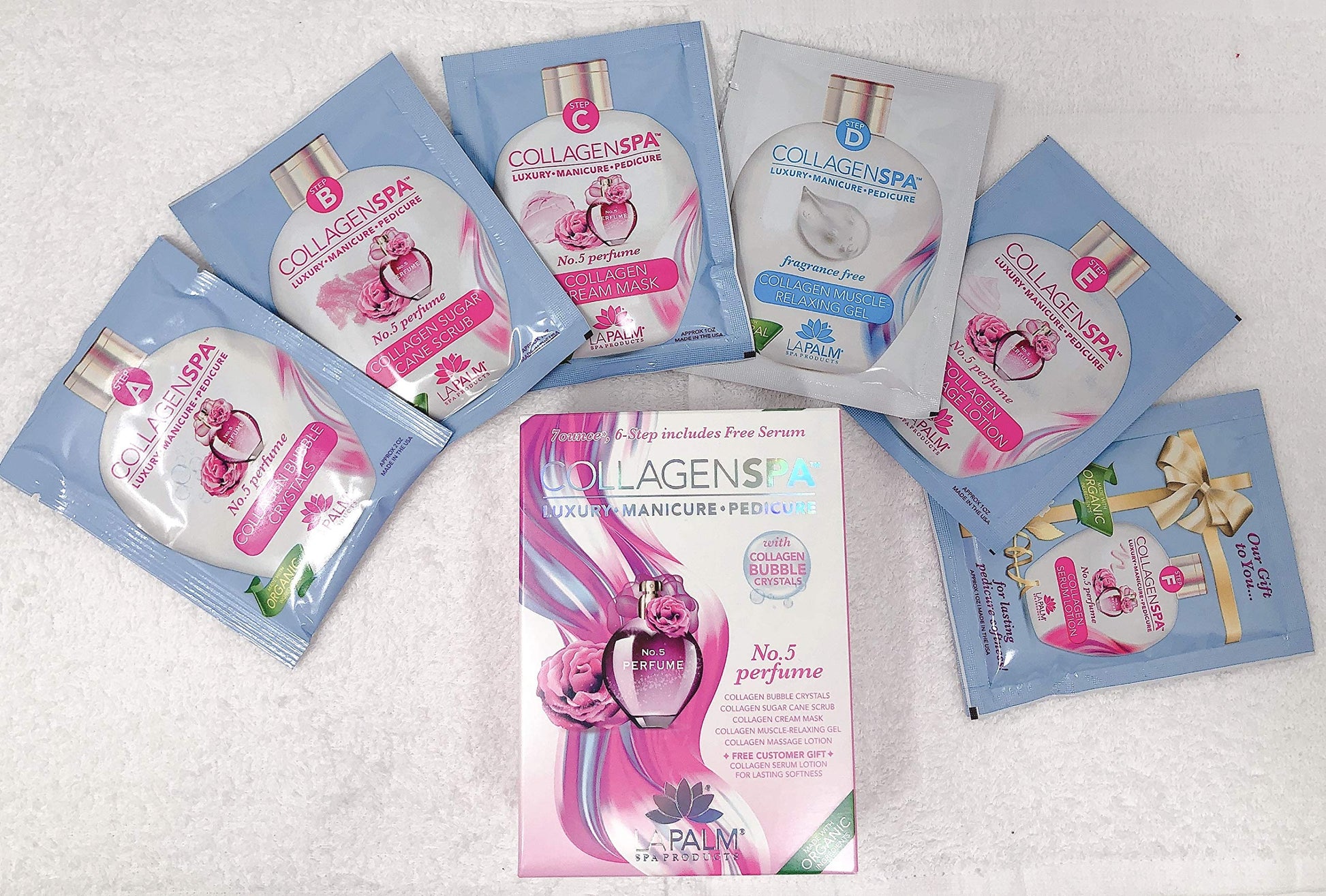 Lavender La Palm Collagen Spa Luxury Manicure and Pedicure with Collagen Bubble Crystals - No.5 Perfume (1 Pack)