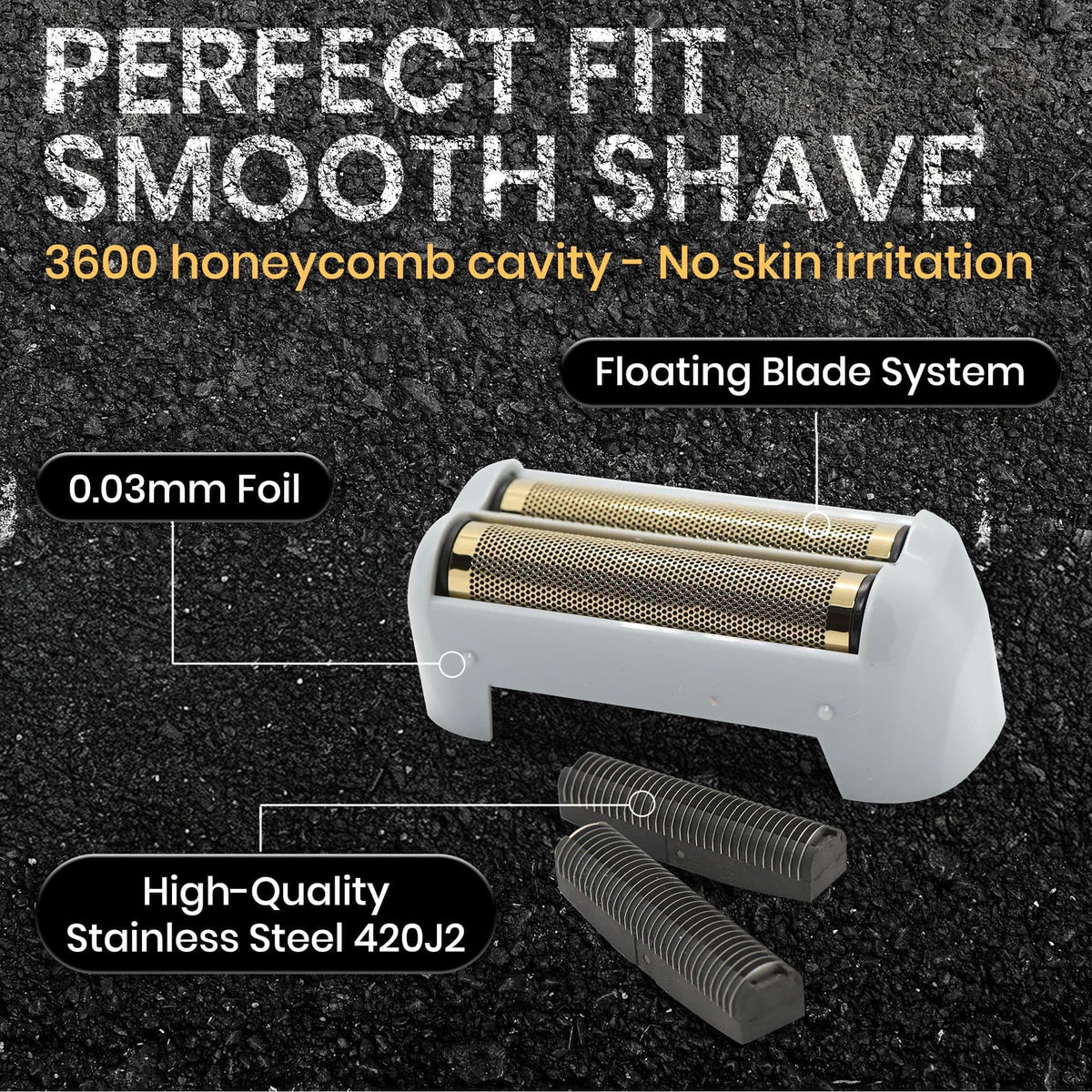 Black 2 Pack Pro Shaver Replacement Foil and Cutters Compatible with Andis Foil TS-1 TS-2, ProFoil Lithium Foil Shaver, Replacement Blades and Foil
