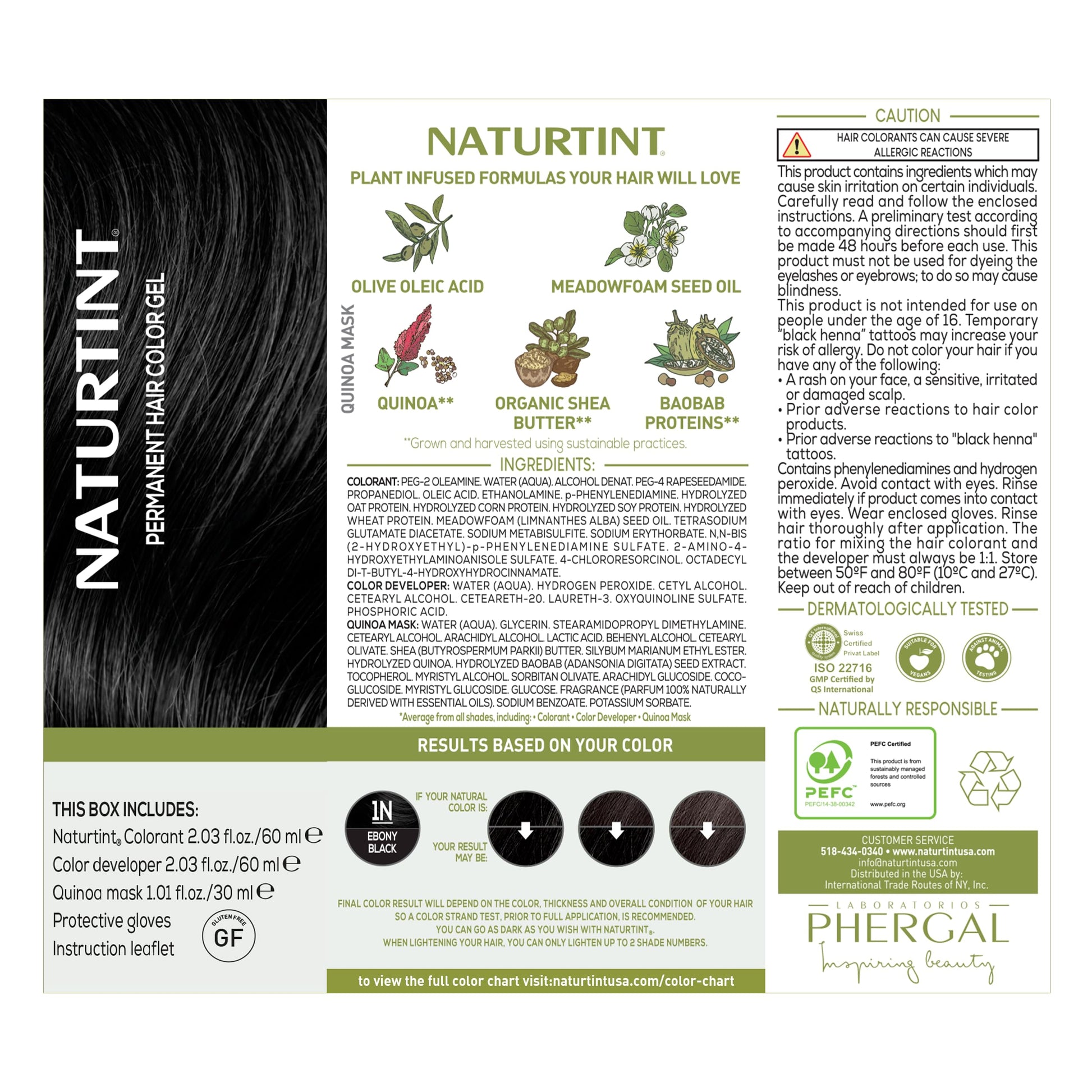 White Smoke Naturtint 1N Ebony Black Permanent Hair Color (Pack of 1), Ammonia Free, Vegan, Cruelty Free, up to 100% Gray Coverage, Long Lasting Results (Packaging may vary)