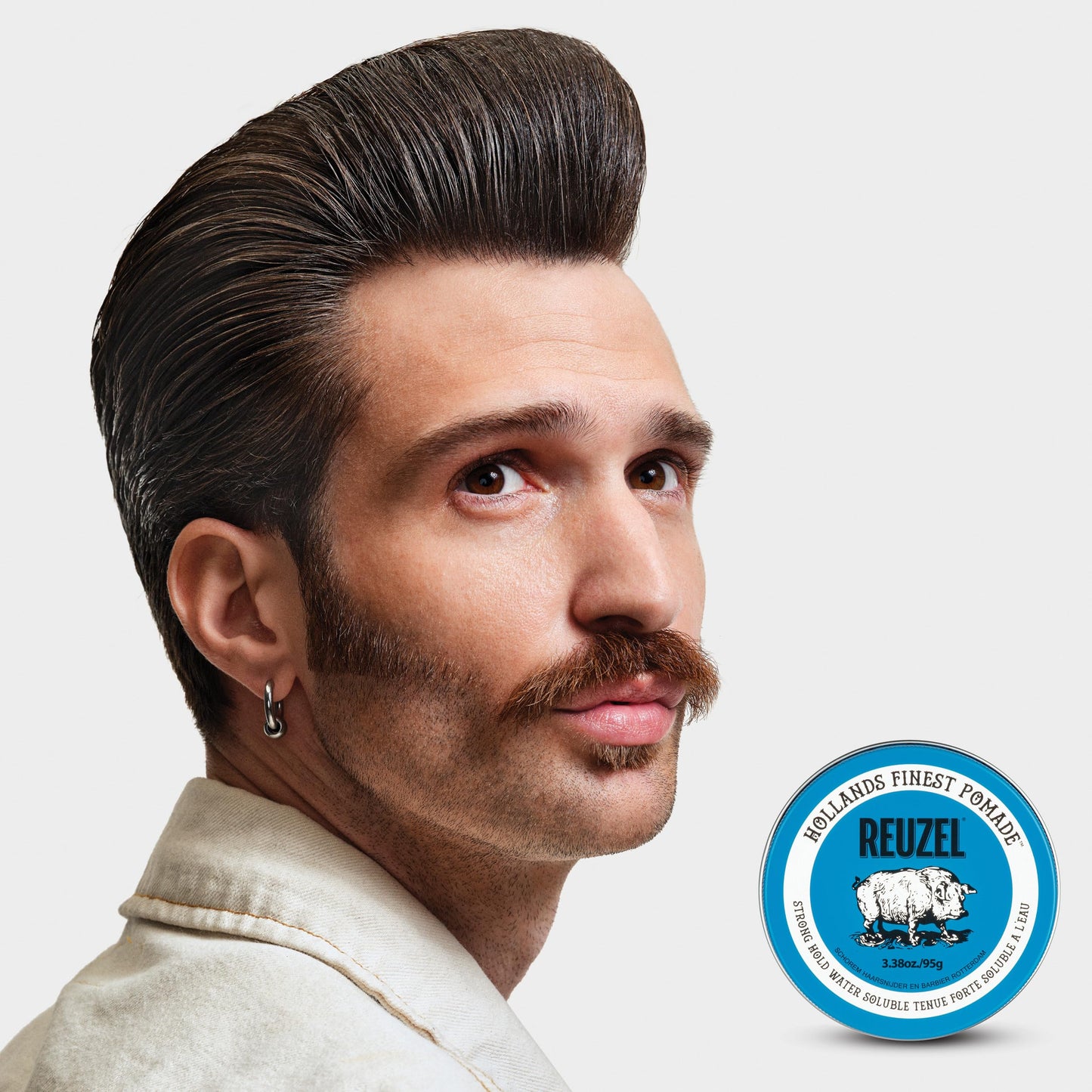 Lavender REUZEL Blue Pomade, Strong All Day Hold, Water Soluble Styling, High Shine and Flake Free, Easy To Wash Out, For All Hair Types