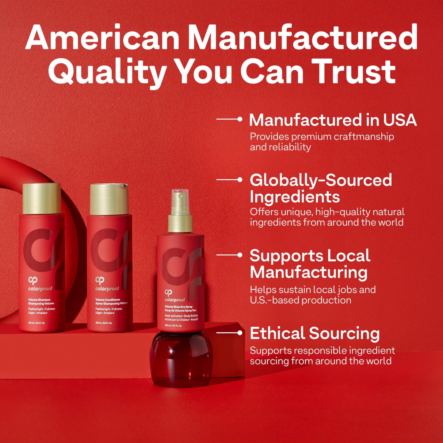 Firebrick Colorproof Volume Gift Set - Volume Shampoo (8.5 Fl. Oz.), Volume Conditioner (8.5 Fl. Oz.), Pre-Tox Spray (6.7 Fl. Oz.)
