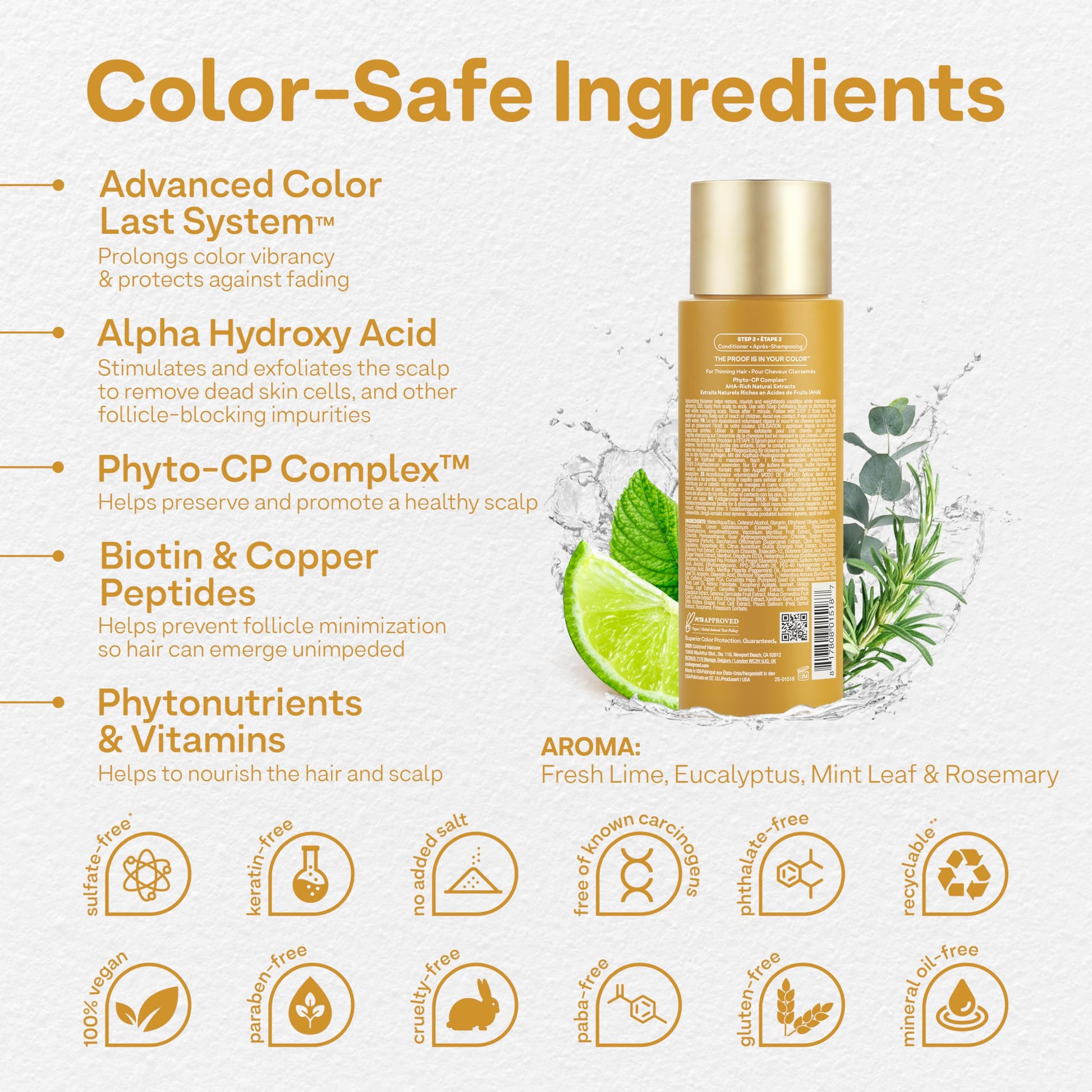 Seashell Colorproof Biorepair Thicken Conditioner for Thinning Color-Treated Hair, Nourishes & Stimulates Hair & Scalp, Thicker, Fuller Looking Hair, Sulfate-Free, Vegan