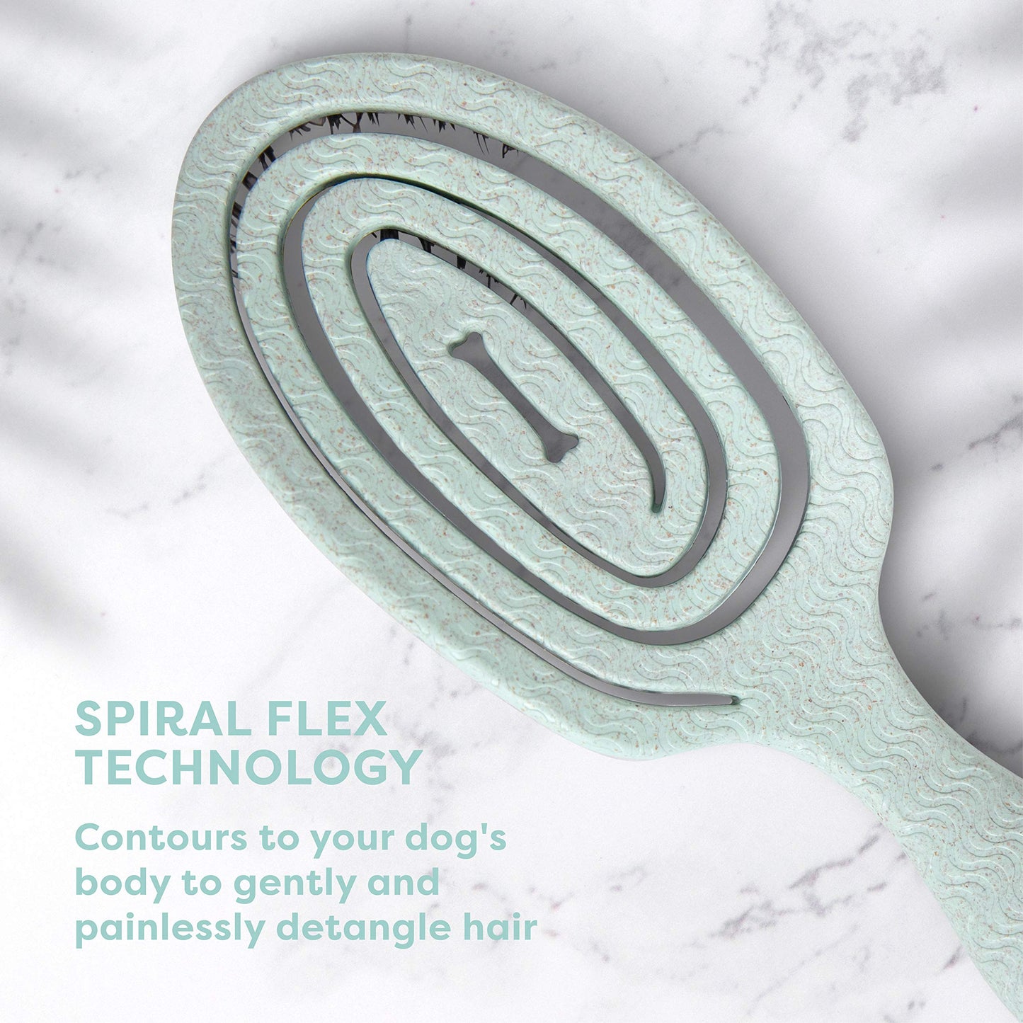 White Smoke BioSilk for Dogs Eco-Friendly Boar Hair Bristle Brush in Mint Green | Easy to Hold Ergonomic Handle Dog Brush for Shedding | Best Pet Brush for Dog Grooming