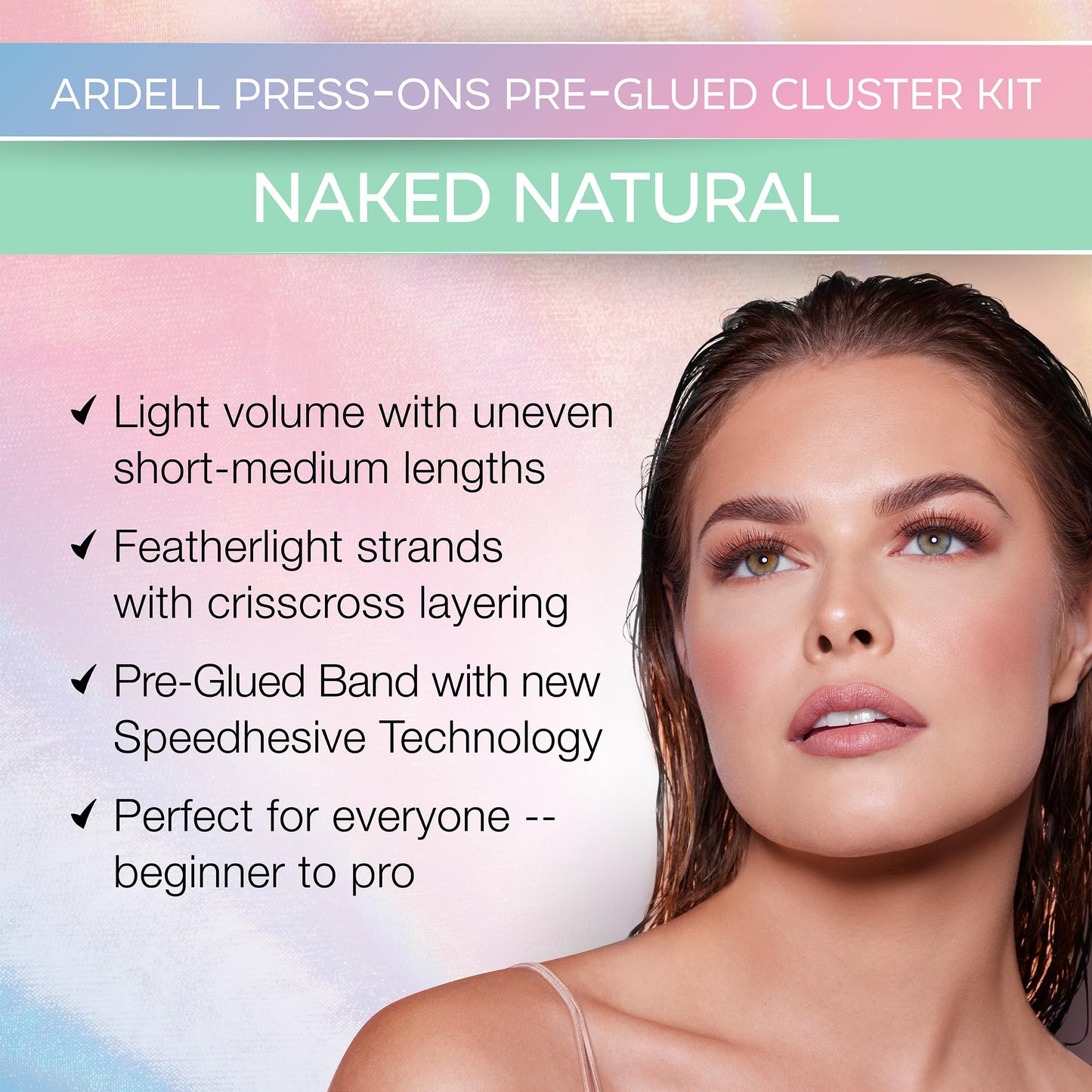 Lavender Ardell Naked Press On Lashes Underlash Extensions – Tapered Fibers, Pre-Glued Lash Clusters, Self Adhesive Eyelashes, No Glue Needed Eyelash Clusters, DIY Lash Extension Kit, 1 Pack