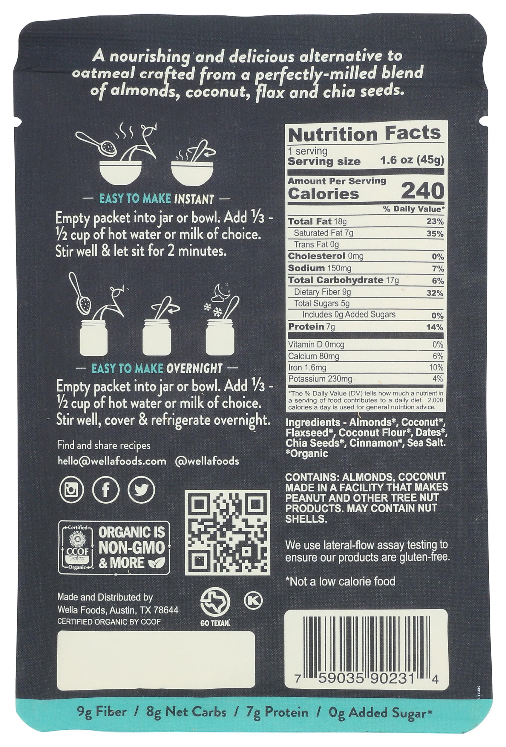 Dark Slate Gray Wella, Cereal Grain Free Original Single Organic, 1.6 Ounce