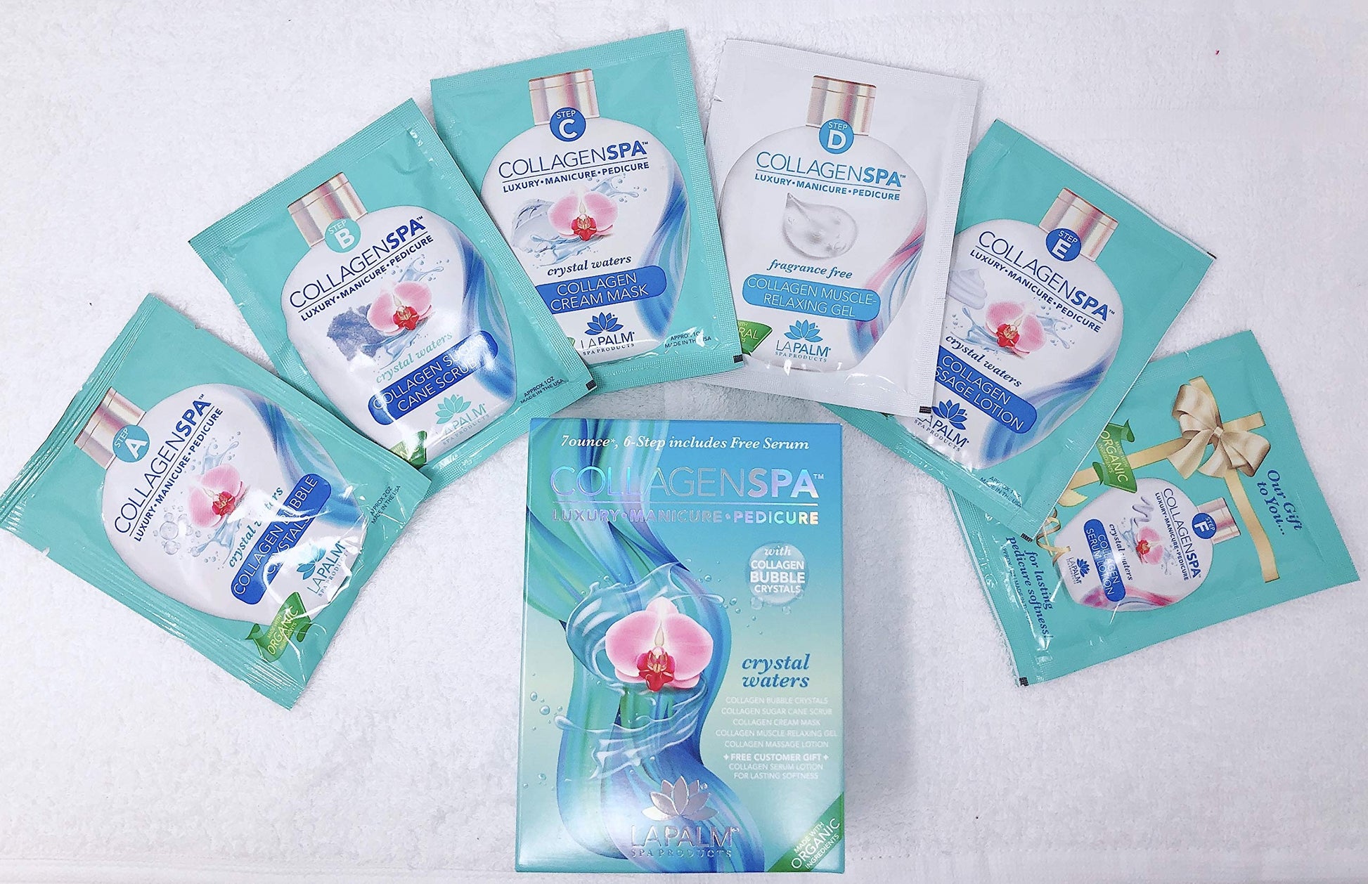 Light Gray La Palm Collagen Spa Luxury Manicure and Pedicure with Collagen Bubble Crystals - Crystal Waters (4 Packs)