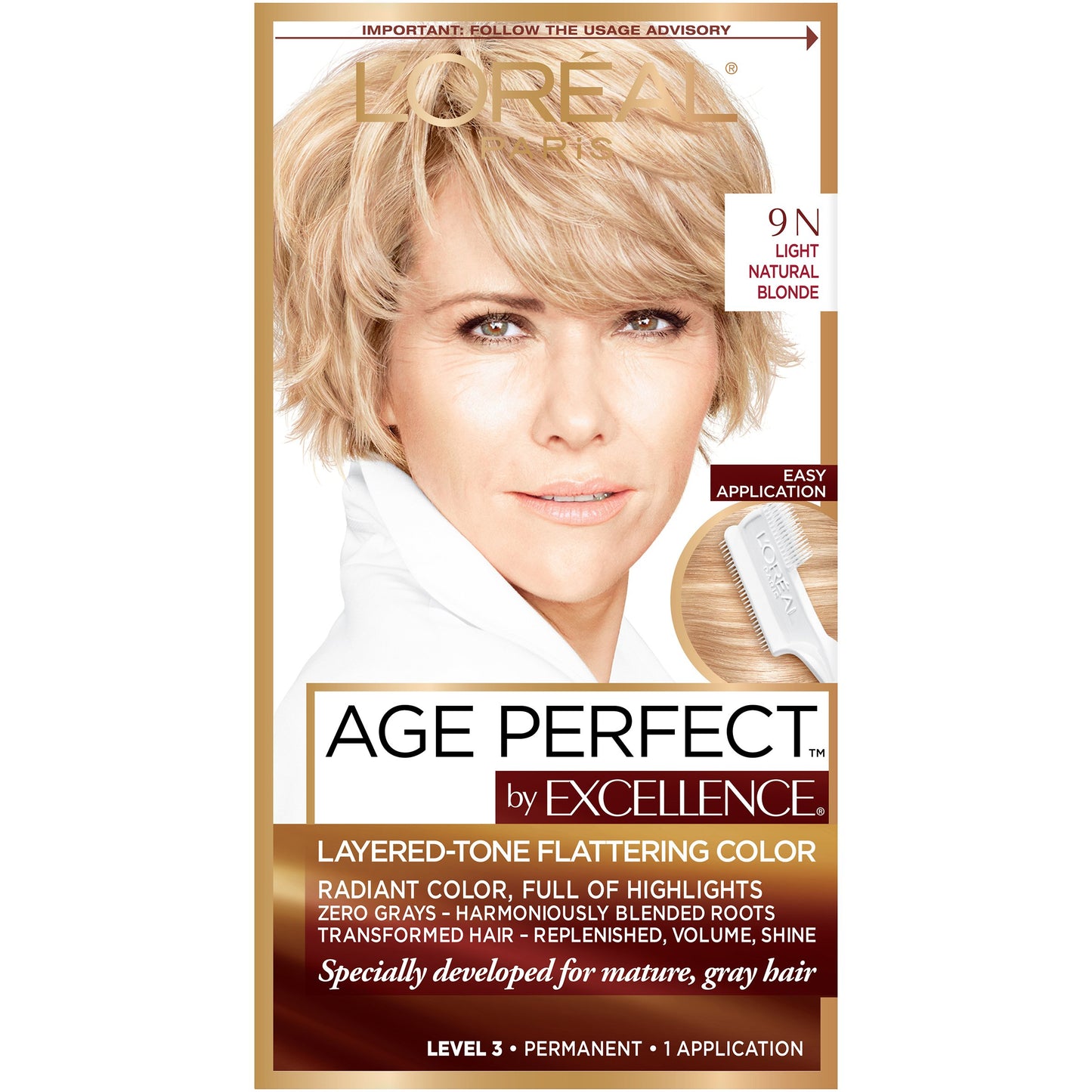 White Smoke L'Oreal Paris Age Perfect Permanent Hair Color, 9N Light Natural Blonde, 1 kit