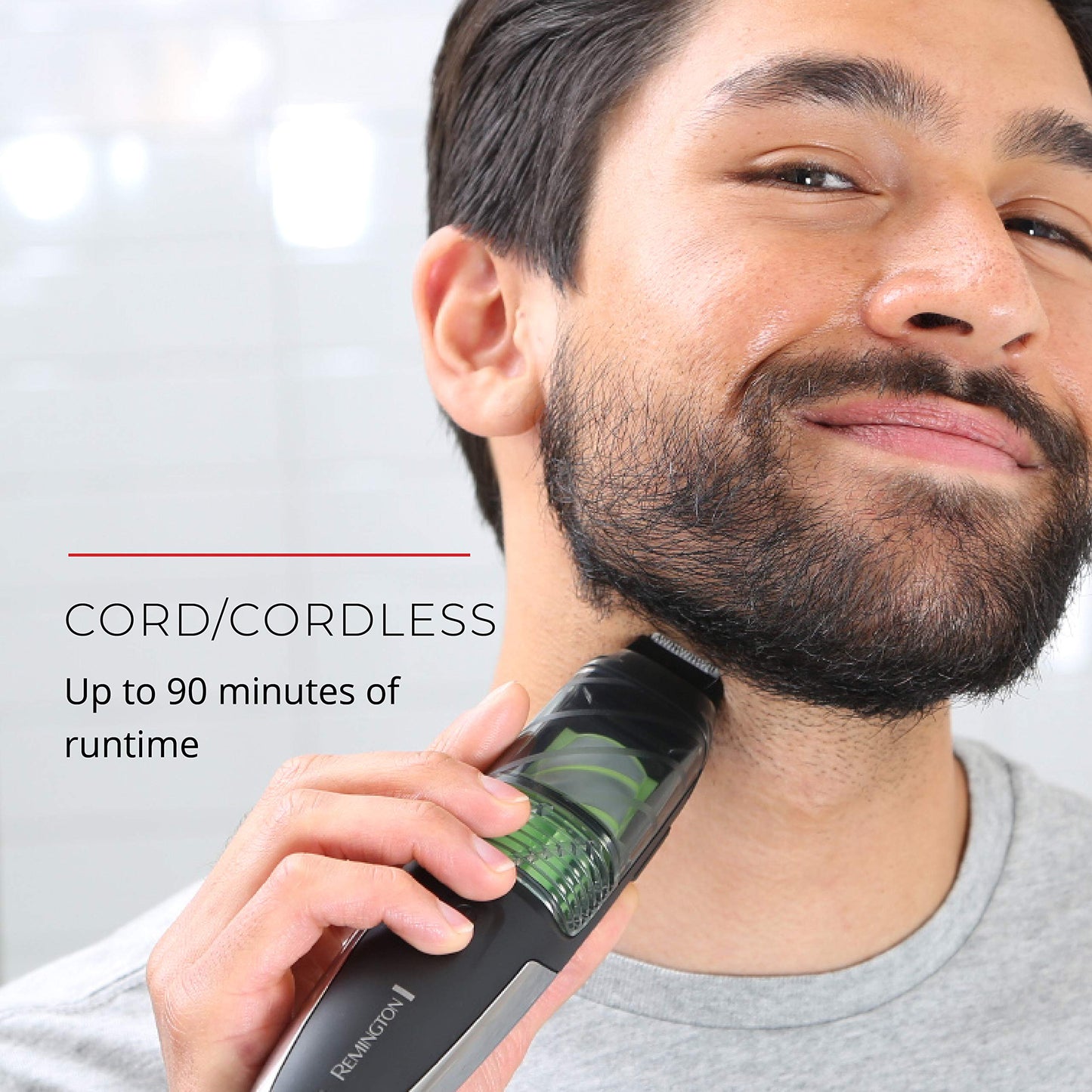 Lavender Remington Vacuum Beard Trimmer,13 Length and Style Settings with Adjustable Length Comb (2-18mm),Vacuum Trimmer for Beard, Mustache, and Stubble, Rechargeable Lithium Power, Washable, Removable Blades
