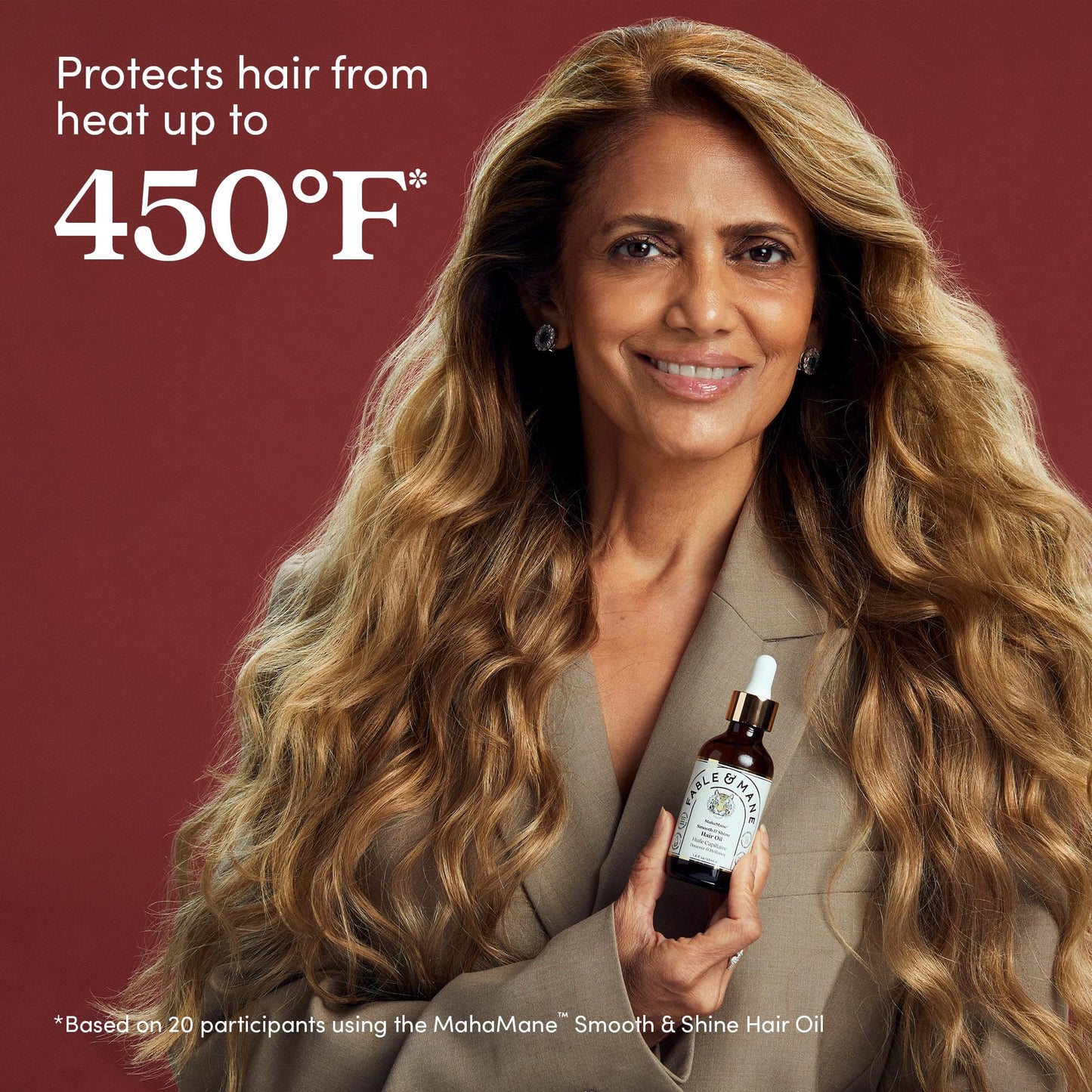 Saddle Brown Fable and Mane MahaMane Smooth & Shine Hair Serum - Protective Oil Treatment for Dry, Damaged Hair. 1.8FL oz