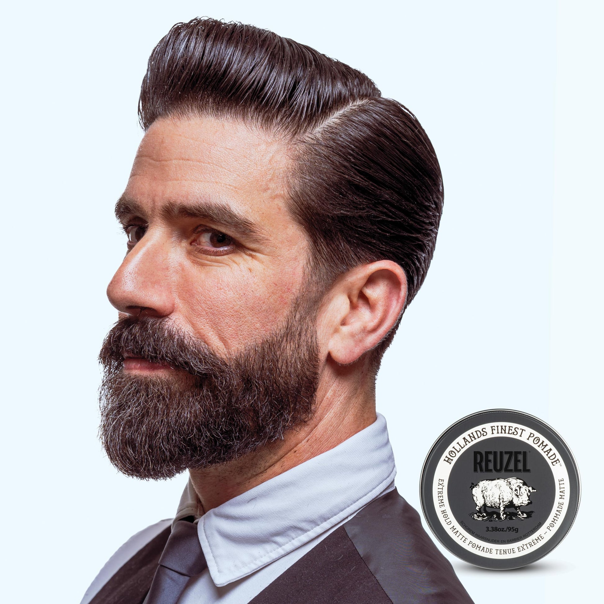 Alice Blue REUZEL Extreme Hold Matte Pomade, Strongest All Day Hold, Water Soluble Styling, Matte Finish & Flake Free, Easy To Wash Out, For All Hair Types