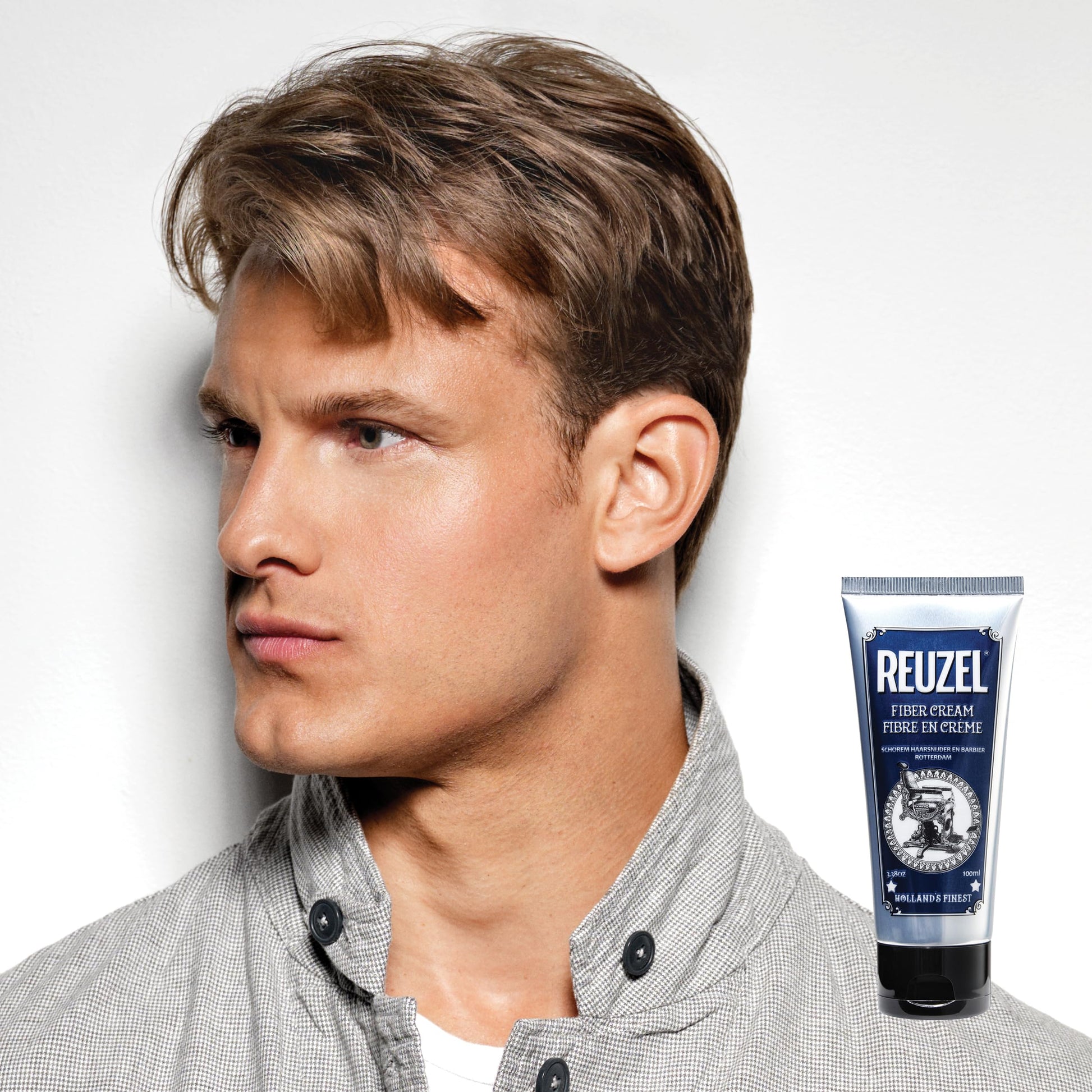 White Smoke Reuzel Fiber Cream, Provides a Low Shine Finish, 3.38 oz