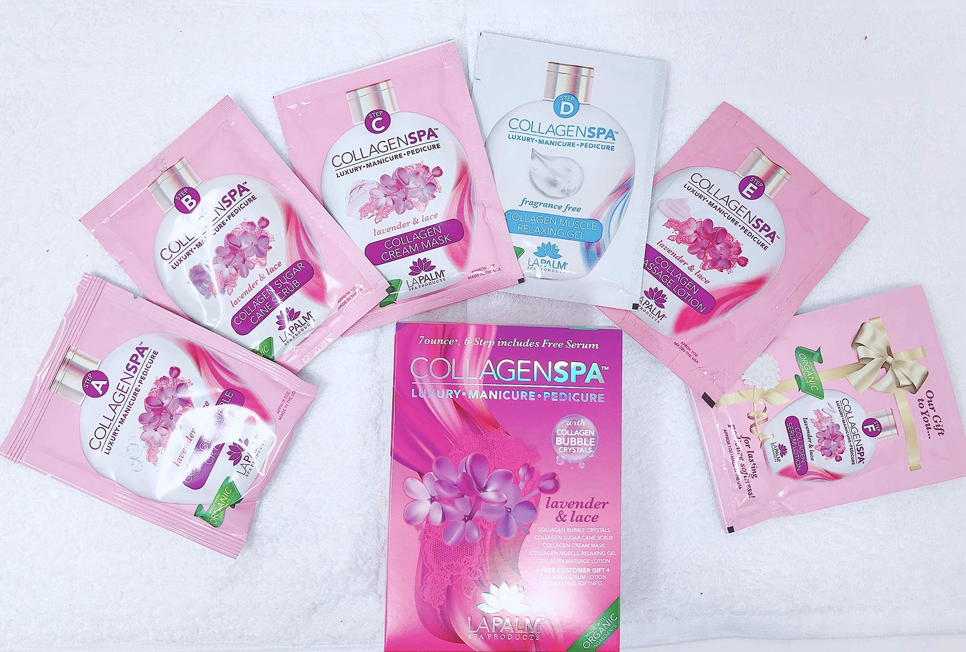 Lavender La Palm Collagen Spa Luxury Manicure and Pedicure with Collagen Bubble Crystals - Lavender & Lace (1 Pack)