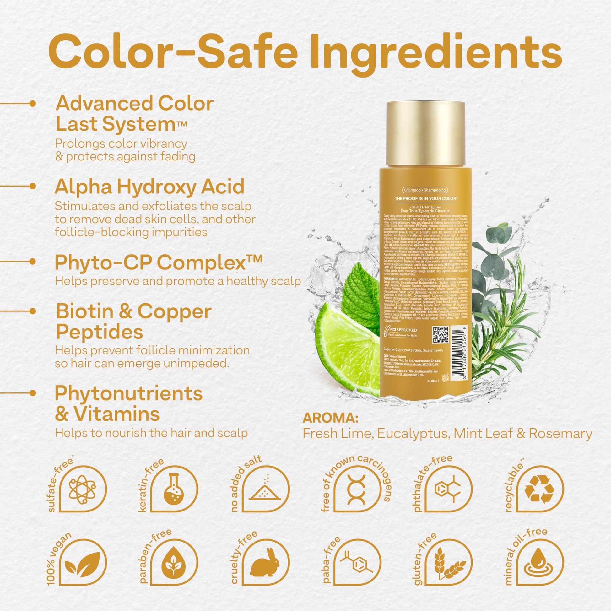 Seashell Colorproof Biorepair Thicken Shampoo for Thinning Color-Treated Hair, Nourishes & Stimulates Hair & Scalp, Thicker, Fuller Looking Hair, Sulfate-Free, Vegan