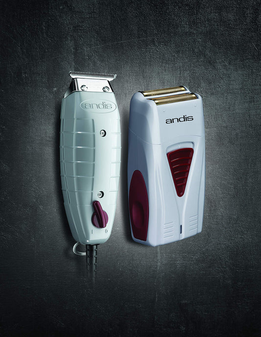 Black Andis 17195 Finishing Combo T-Outliner Trimmer & Pro Foil Lithium Titanium Foil Shaver - Professional Finishing Hair Clippers and Trimmer Kit for Men