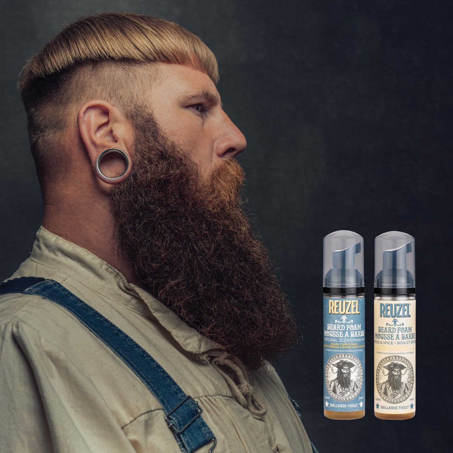 Black Reuzel Beard Foam, Reduces Beardruff And Itchy Skin, 2.36 Oz