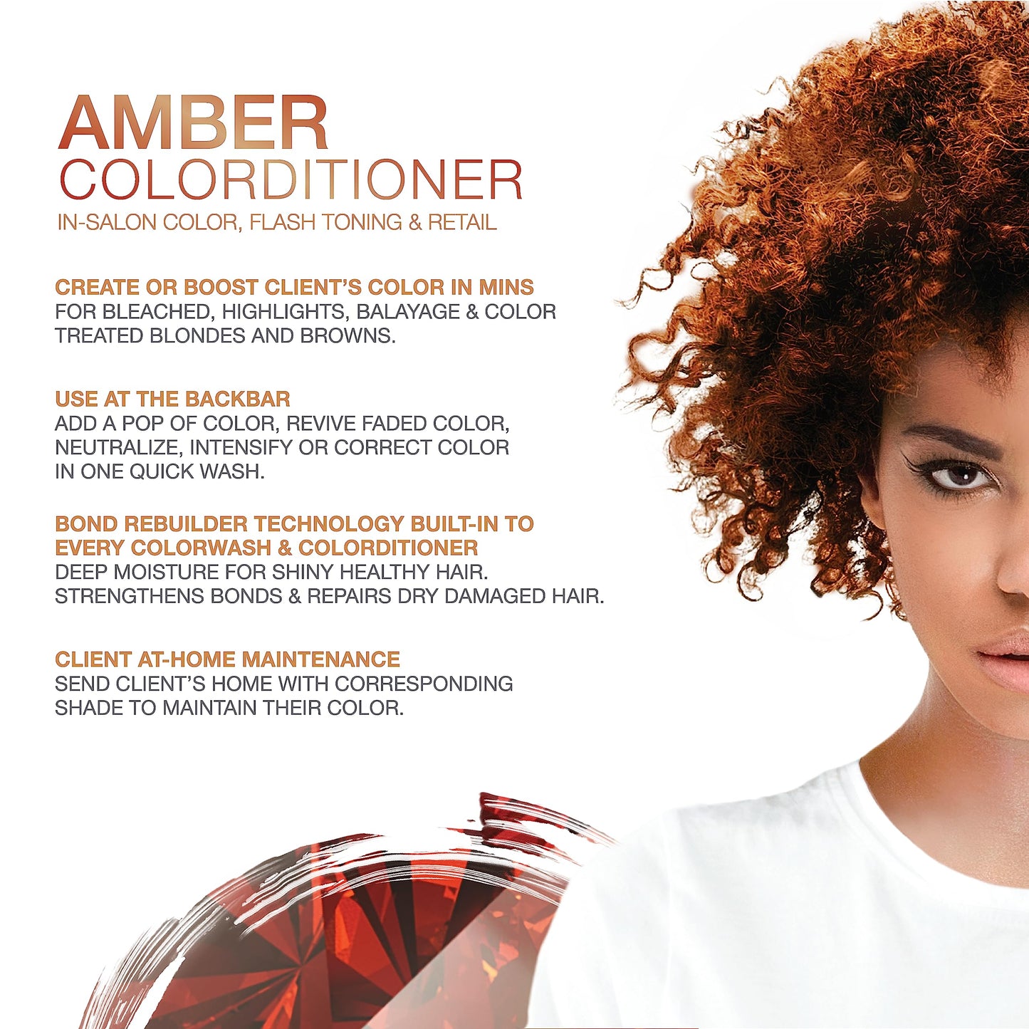 White Smoke Celeb Luxury Gem Lites Amber Colorditioner, Color Depositing Conditioner with Bondfix Bond Rebuilder, Semi Permanent Hair Colour Glaze, Maintains and Refreshes Copper to Medium Auburn Tones