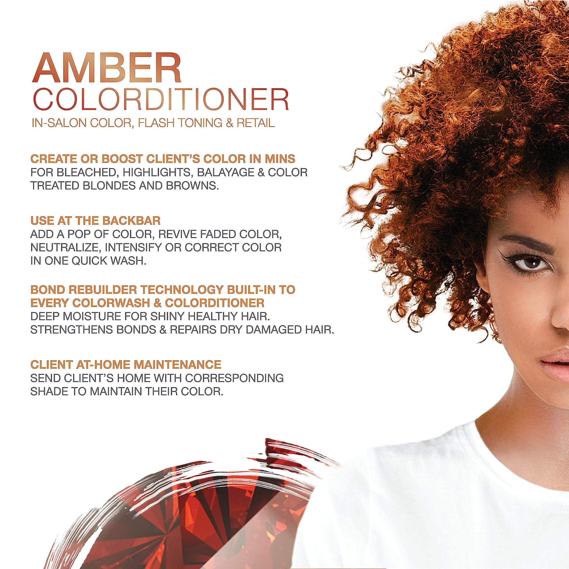 White Smoke Celeb Luxury Gem Lites Amber Colorditioner, Color Depositing Conditioner with Bondfix Bond Rebuilder, Semi Permanent Hair Colour Glaze, Maintains and Refreshes Copper to Medium Auburn Tones