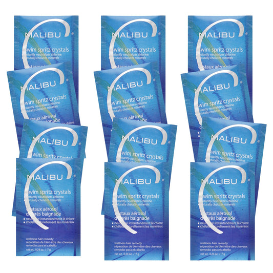 White Smoke Malibu C Swim Spritz Crystals - Freshly Activated Vitamin C Hair and Skin Spray for Post-Swim Chlorine Removal - 100% Vegan and Cruelty-Free (12 Packets)