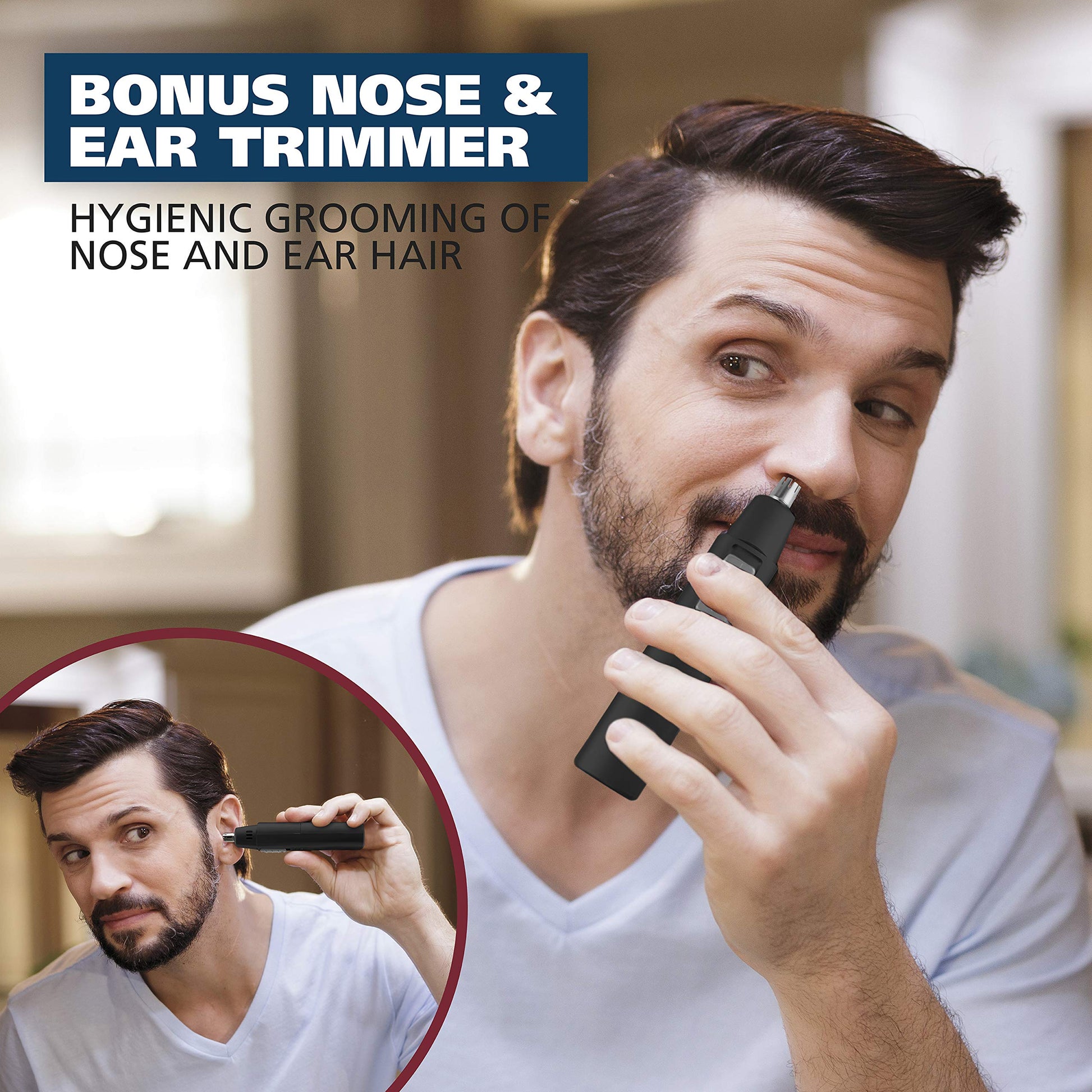 White Smoke Wahl Cordless Beard Trimmer w/Ear/Nose/Brow Trimmer