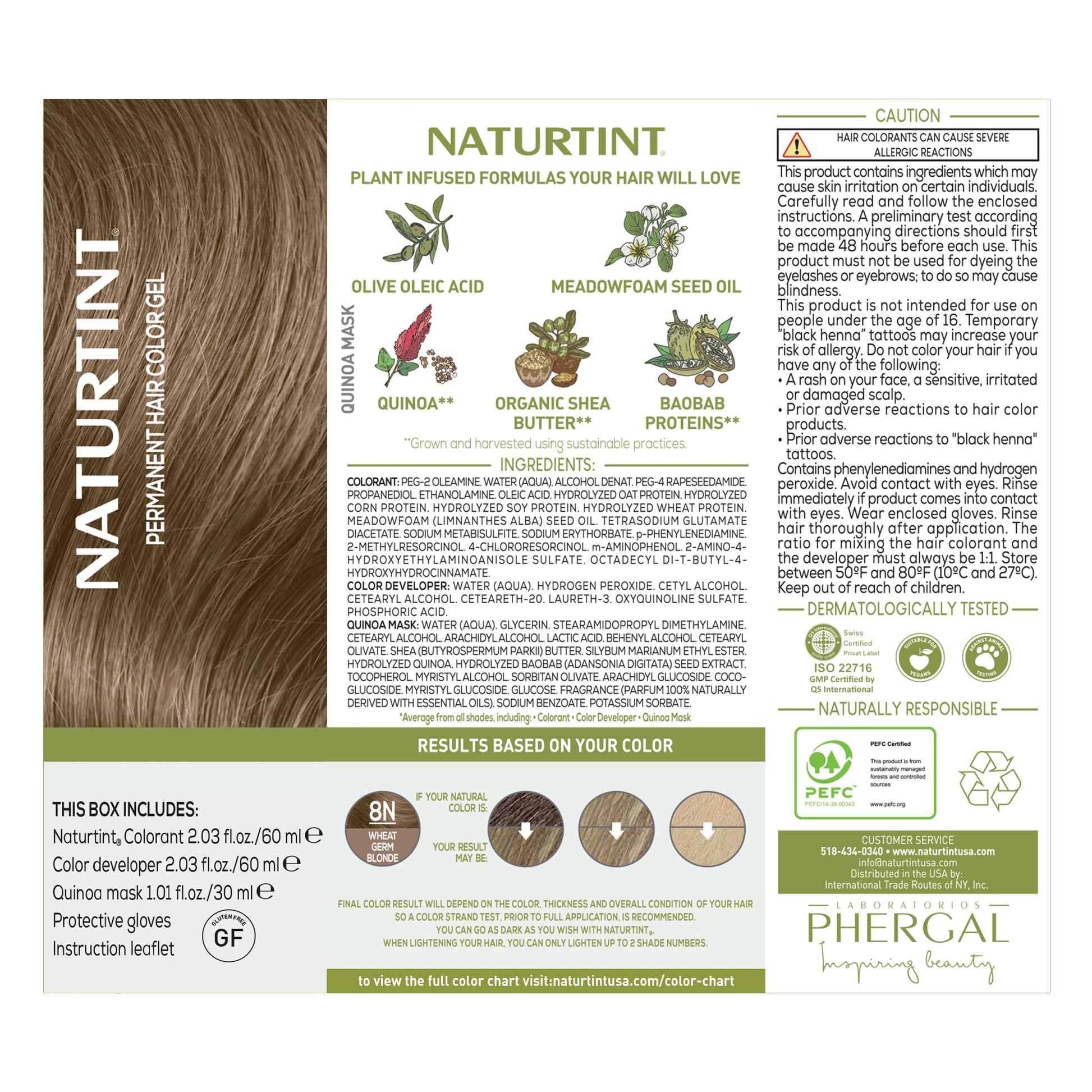 White Smoke Naturtint 8N Wheat Germ Blonde Permanent Hair Color (Pack of 1), Ammonia Free, Vegan, Cruelty Free, up to 100% Gray Coverage, Long Lasting Results (Packaging may vary)