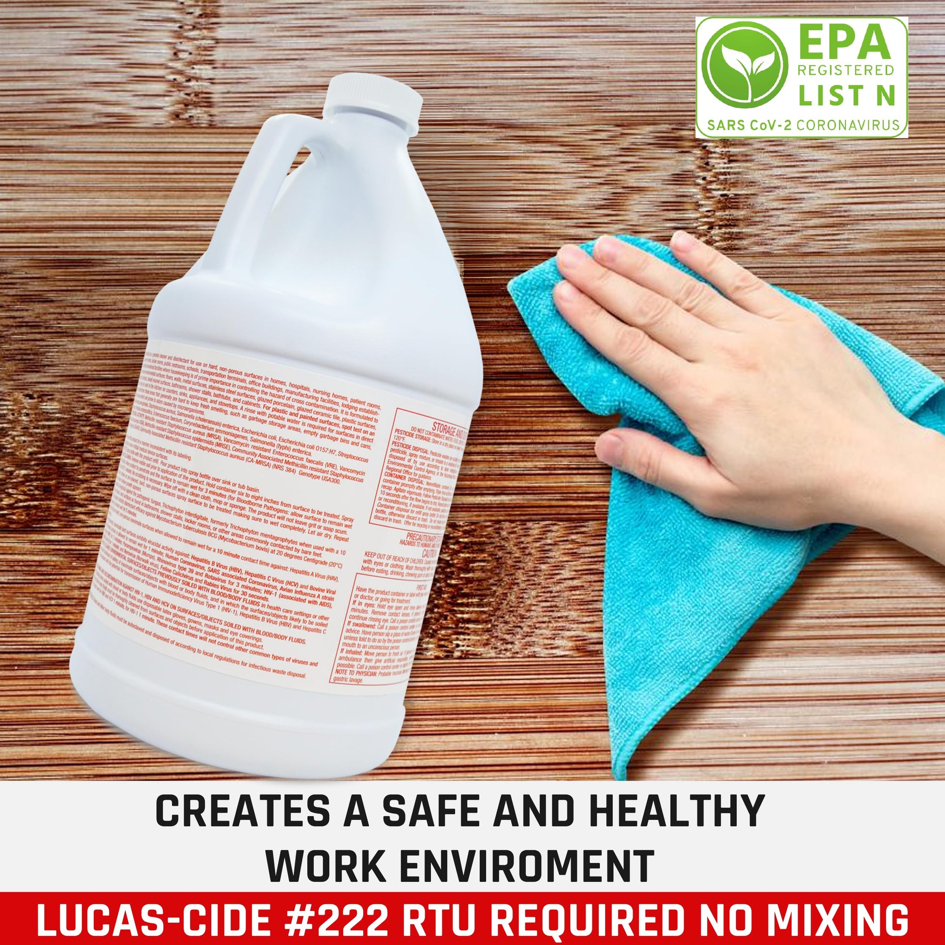 Rosy Brown LUCAS-CIDE #222 RTU Hospital-Grade Salon and Spa 60 Second Disinfectant 1 Gallon