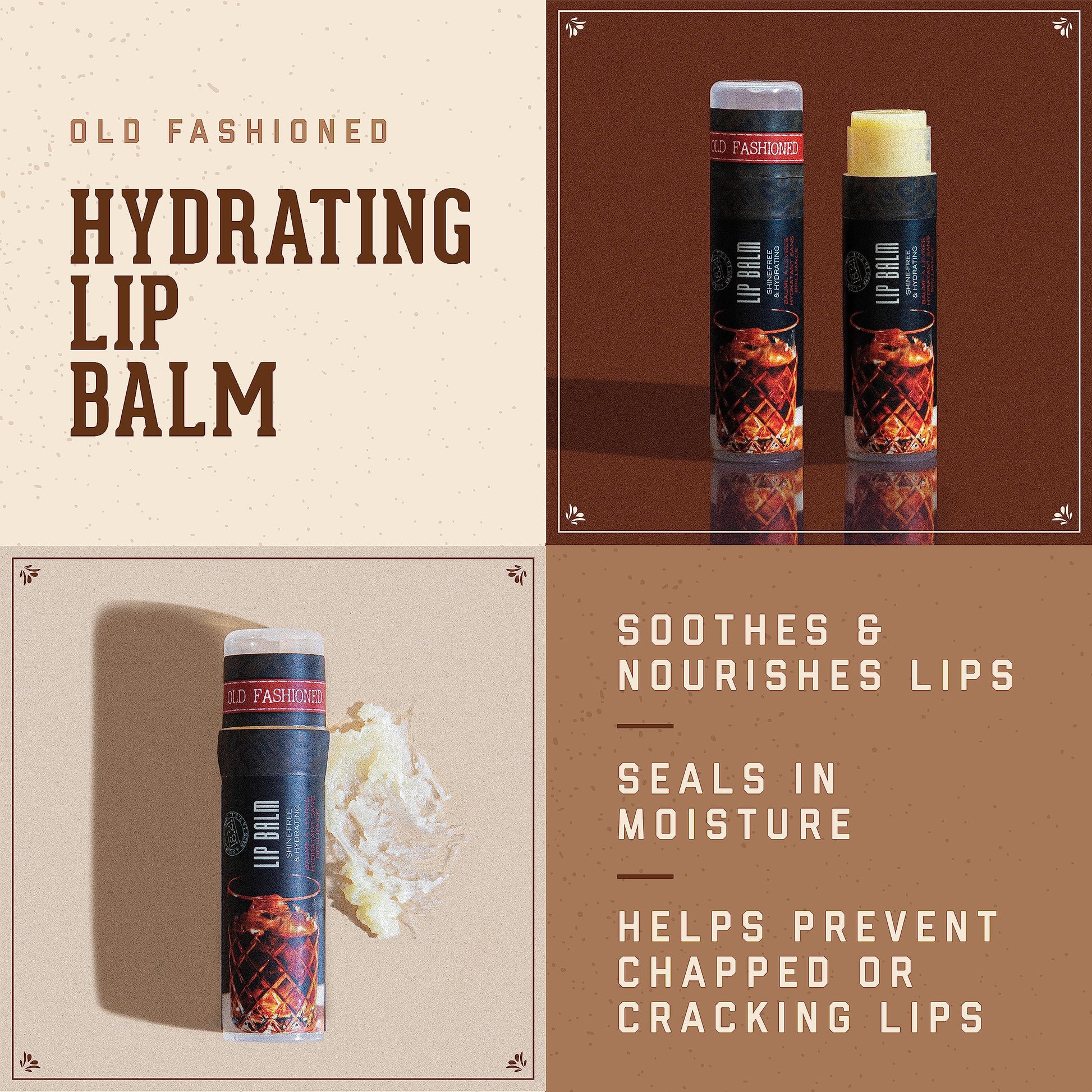 Antique White 18.21 Man Made Lip Balm - Original Old Fashioned Flavor, Lip Protectant Hydrates & Moisturizes with Beeswax, Cocoa Butter & Vitamin E