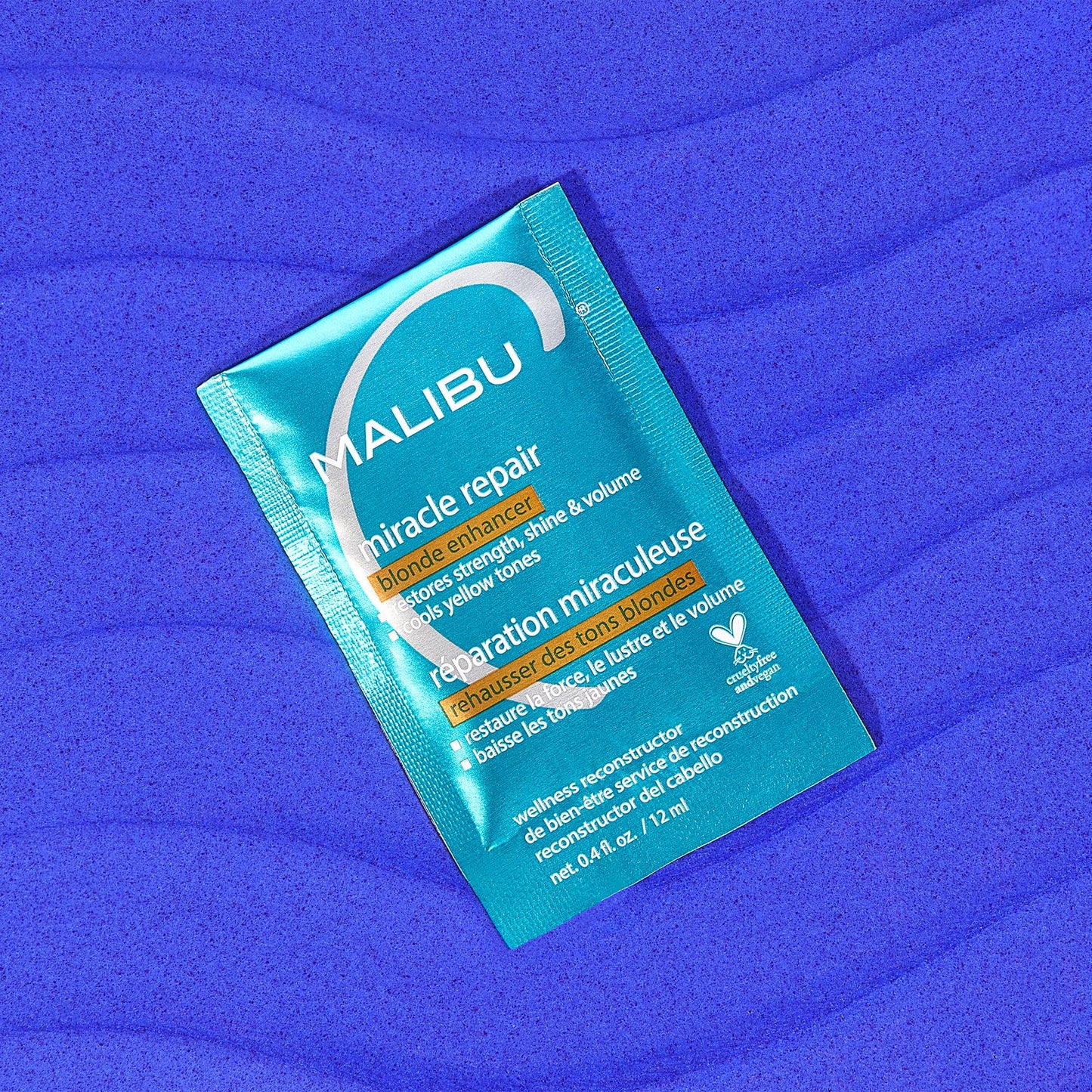 Royal Blue Malibu C Miracle Repair Hair Reconstructor, Blonde Enhancer (1 Packet) - Nourishing Hair Repair Treatment for Damaged Blonde Strands - Relieves Hair Discoloration