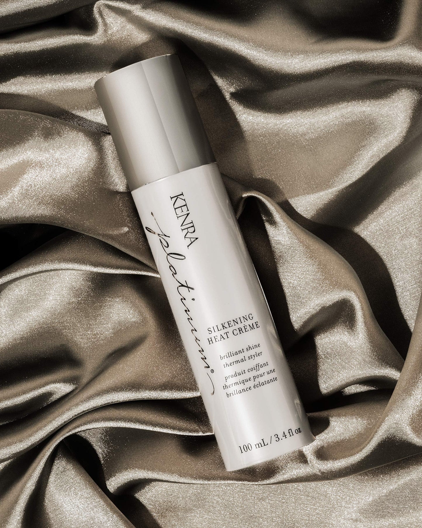 Rosy Brown Kenra Platinum Silkening Heat Crème | Brilliant Shine Thermal Styler | Reduces Hot Tool Passes by 50% | Prevents Breakage & Improve Manageability | Heat Protectant | All Hair Types | 3.4 fl. Oz