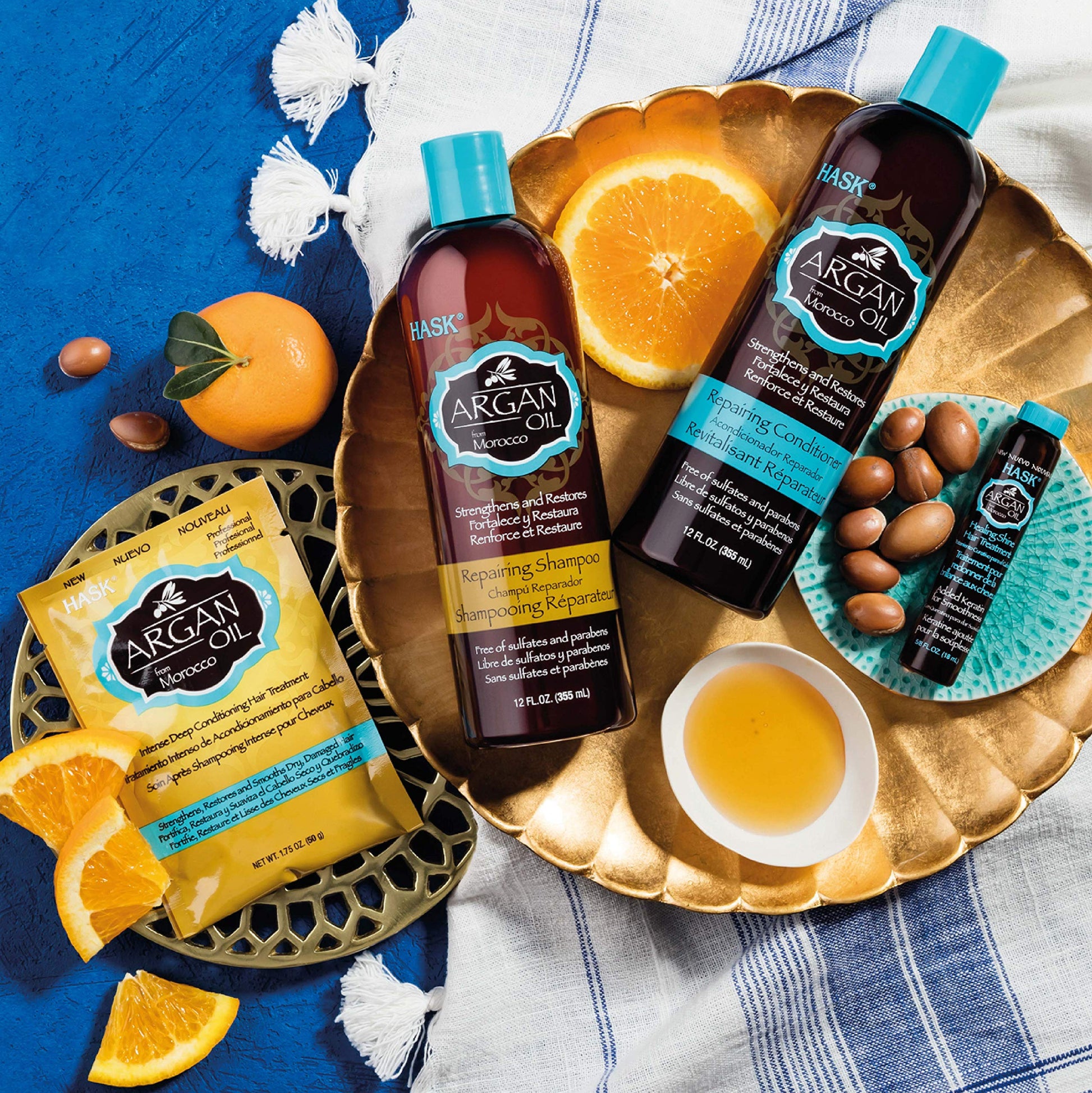 Dark Cyan Hask Argan Oil From Morocco Repairing Deep Conditioner, Hair Treatment 1.75 oz (Pack of 10)