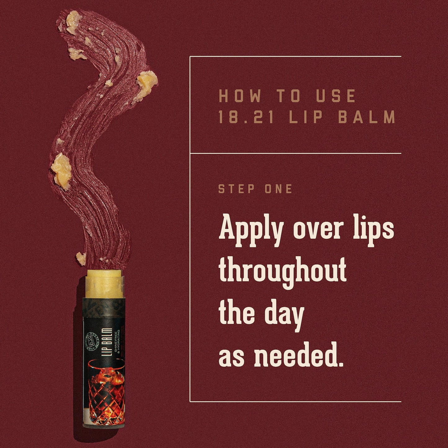 Saddle Brown 18.21 Man Made Lip Balm - Original Old Fashioned Flavor, Lip Protectant Hydrates & Moisturizes with Beeswax, Cocoa Butter & Vitamin E