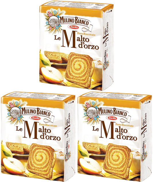 White Smoke Mulino Bianco: "Le Malto d'orzo" Malted Barley Rusks, 32 count 11.11 Ounces (315g) Package (Pack of 3) [ Italian Import ]