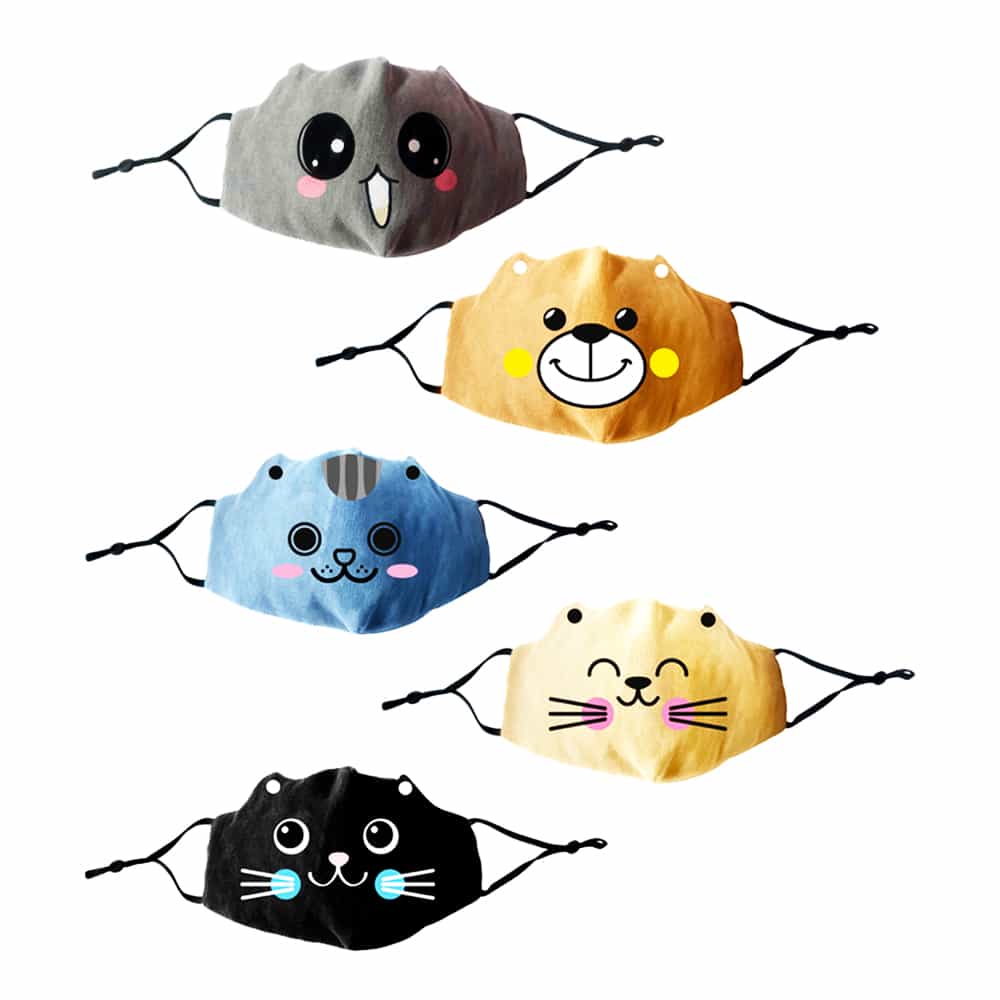 White Smoke Zorbitz My Mask Kids Animalz Reusable Face Mask 5PK 02759