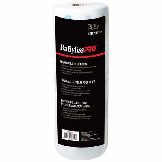Black BaBylissPRO Neck Strips 100st/Roll, 5-Rolls BESNKRLUCC/37202