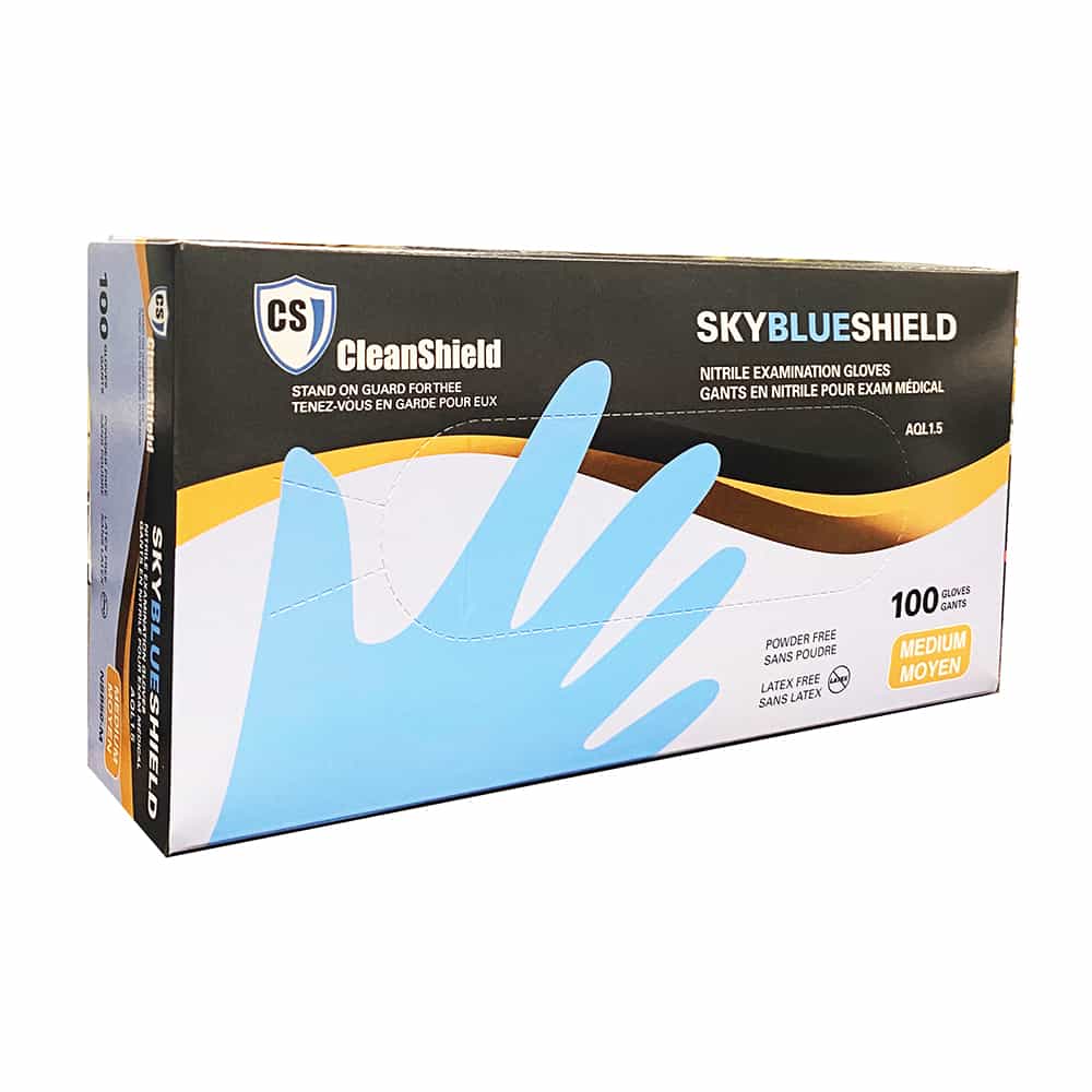 White Smoke CleanShield Nitrile Exam Gloves Sky Blue 100pcs Medium 73285