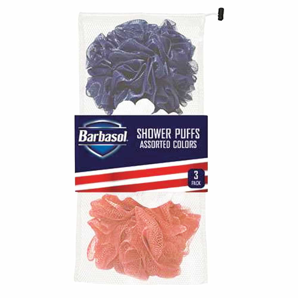 White Smoke Barbasol 3PK Shower Puffs CBG1-1011-BLU 84357