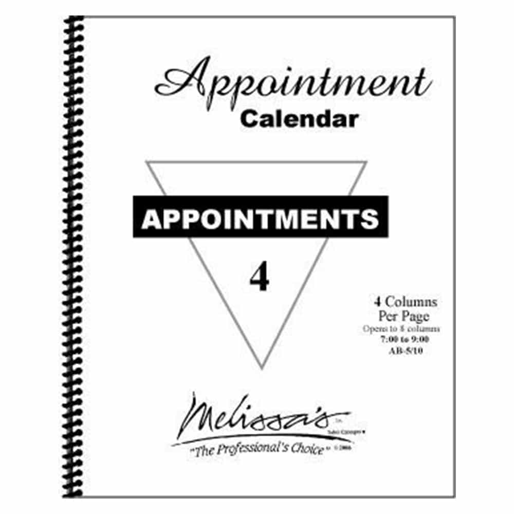 White Smoke Melissa's Appointment Calendar 4 Columns