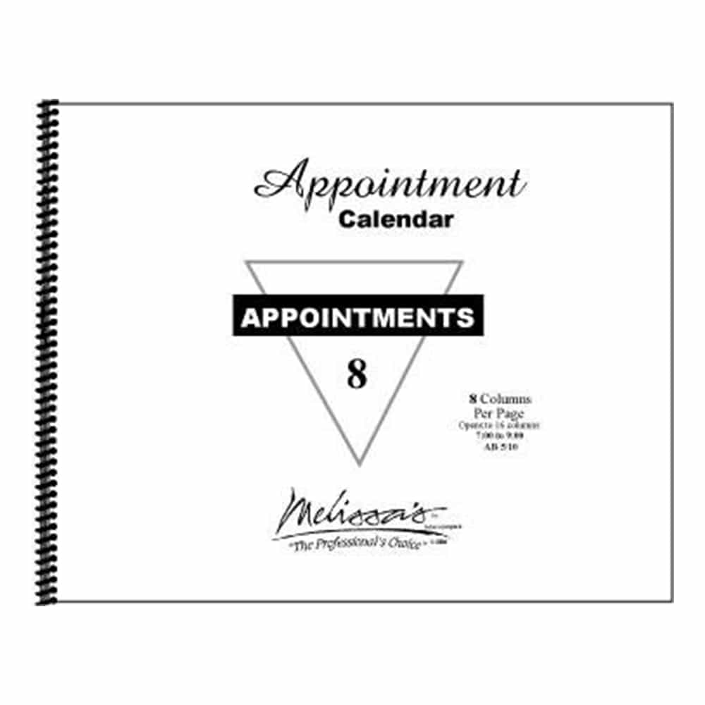 White Smoke Melissa's Appointment Calendar 8 Columns