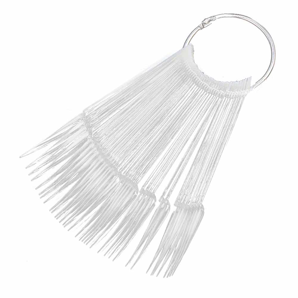 White Smoke Chart Fan 40 pcs Tip Nail Art Display Pointy Clear