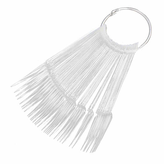 White Smoke Chart Fan 40 pcs Tip Nail Art Display Pointy Clear