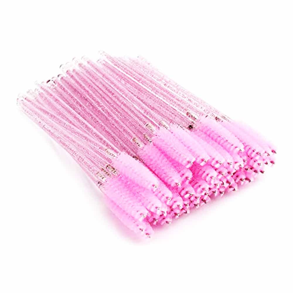 White Smoke Disposable Pink Glitter Mascara Wands 100PK MW100