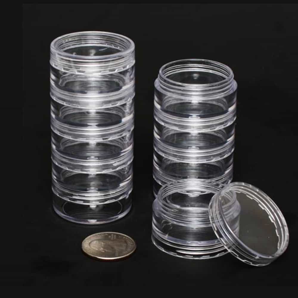 Black Berkeley Set Of 5 Stackable Round Jar 1.50"x3.2" BT636-CL