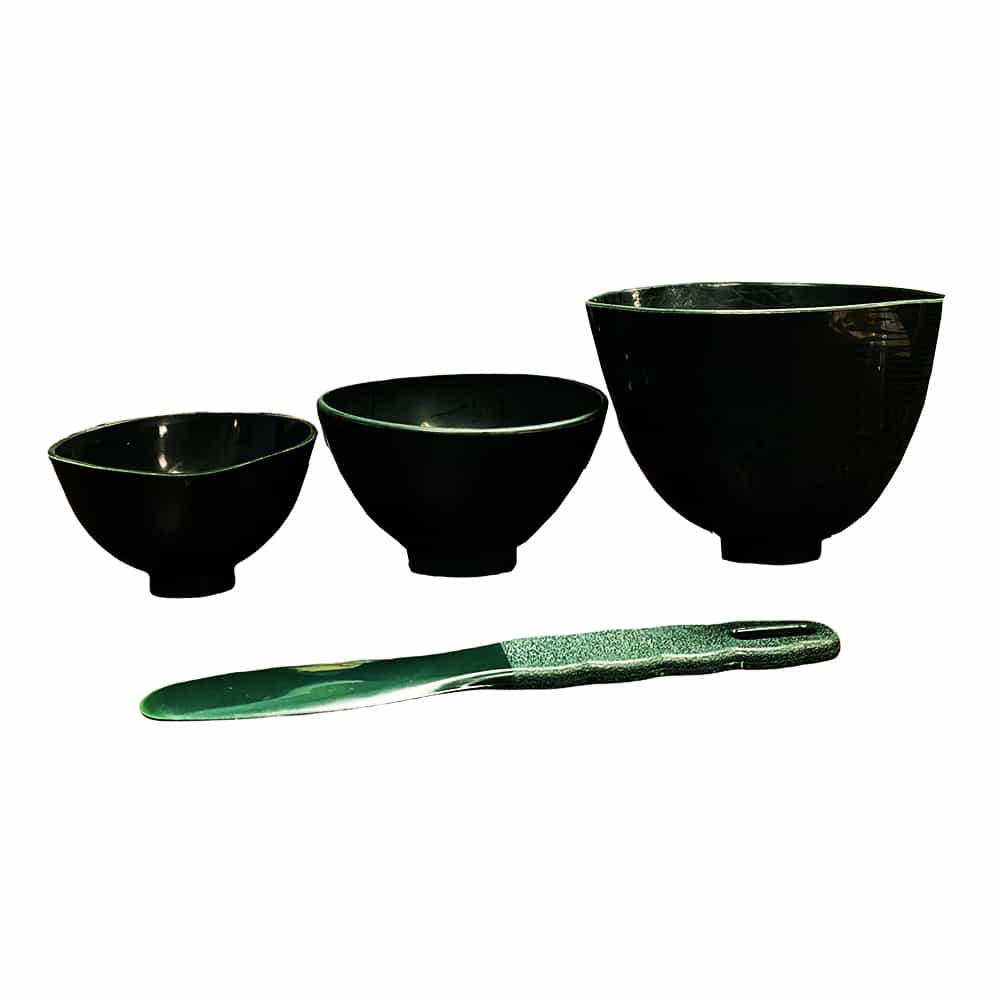 White Smoke Plastic Mixing Bowl Set of 3 (L+M+S+Spatula) - Green 04519